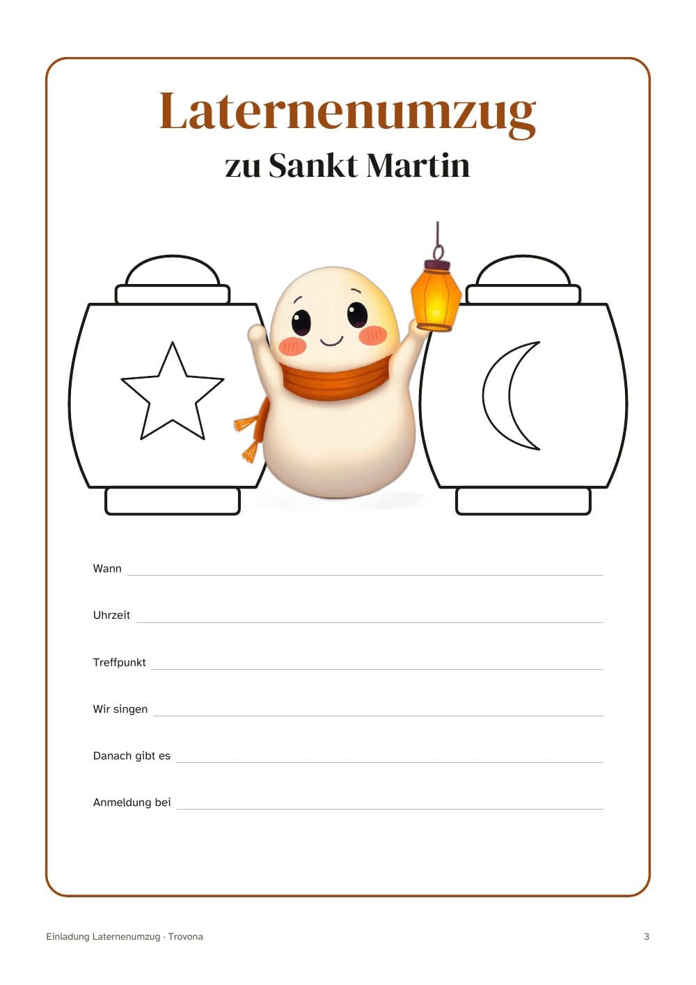 Seite 3 des Pakets: Seite 3 aus Einladung Laternenumzug zum Ausdrucken, mit Checkliste