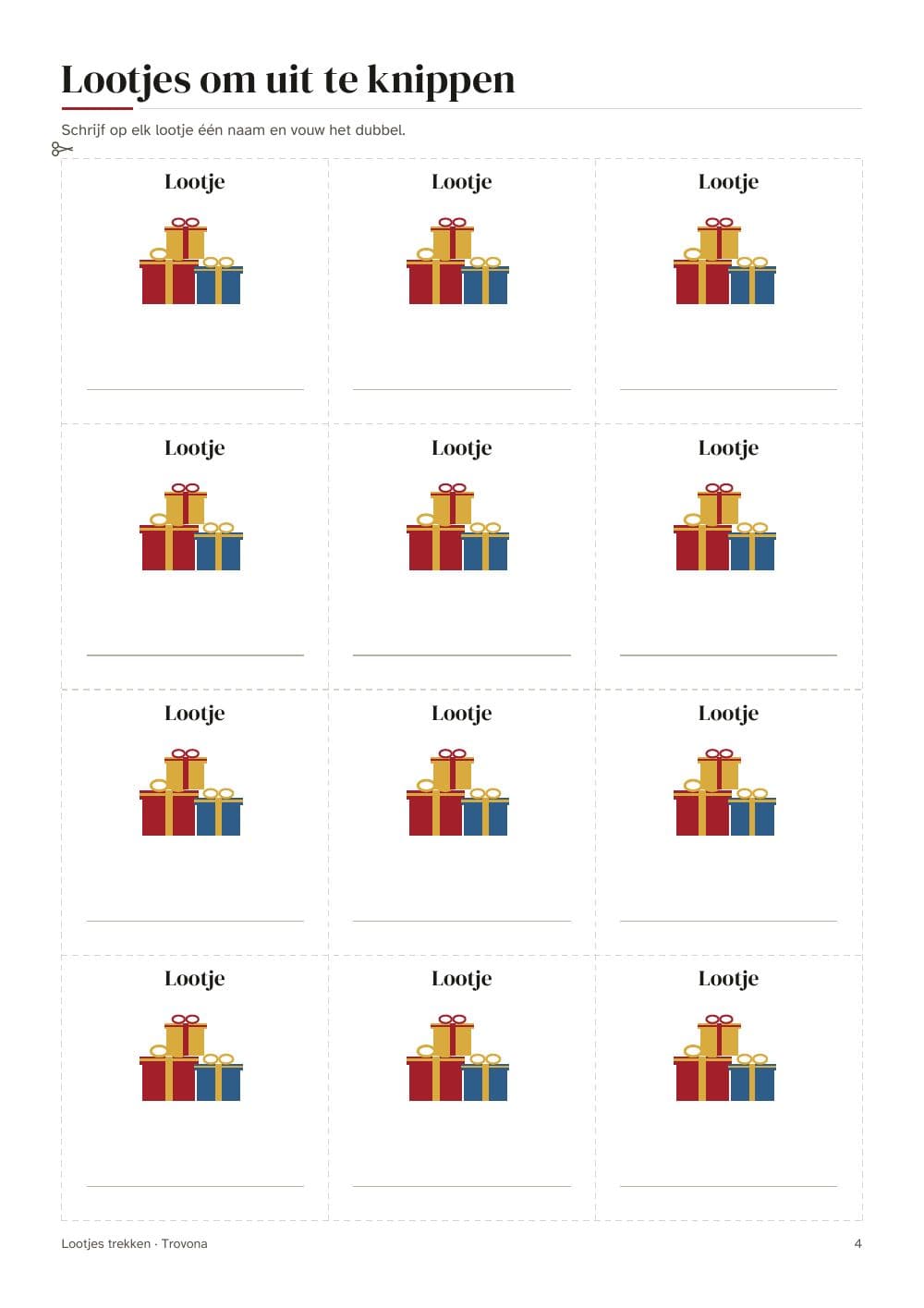 Seite 4 des Pakets: Seite 4 aus Sinterklaas Losziehen: Lose, Absprachen und Wunschkarten (auf Niederländisch)