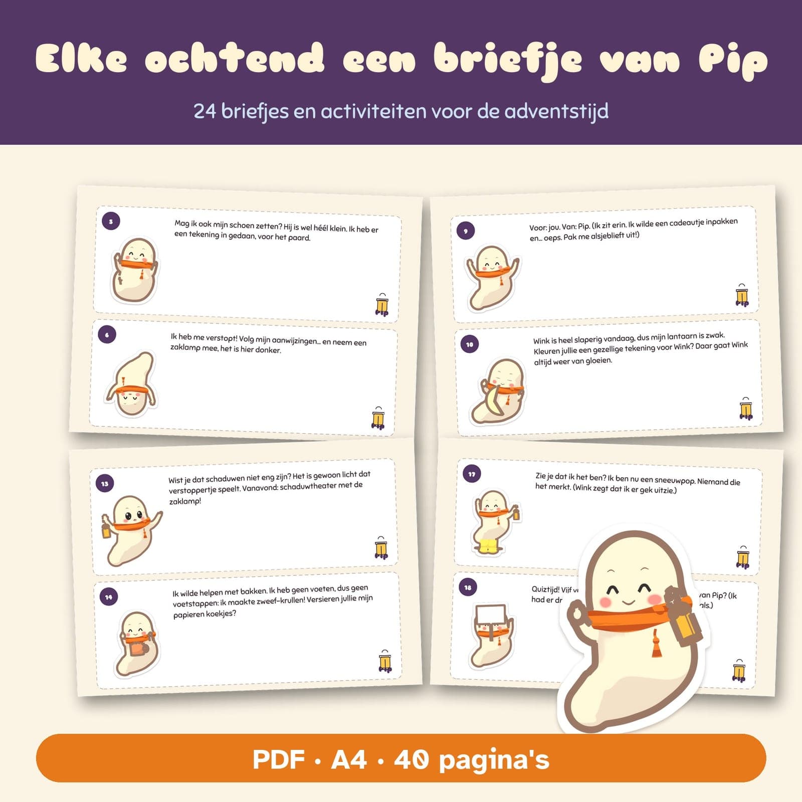 A page from the PDF: Pip's Advent Visit: 24 notes and activities for the Advent season, a printable Advent tradition for kids