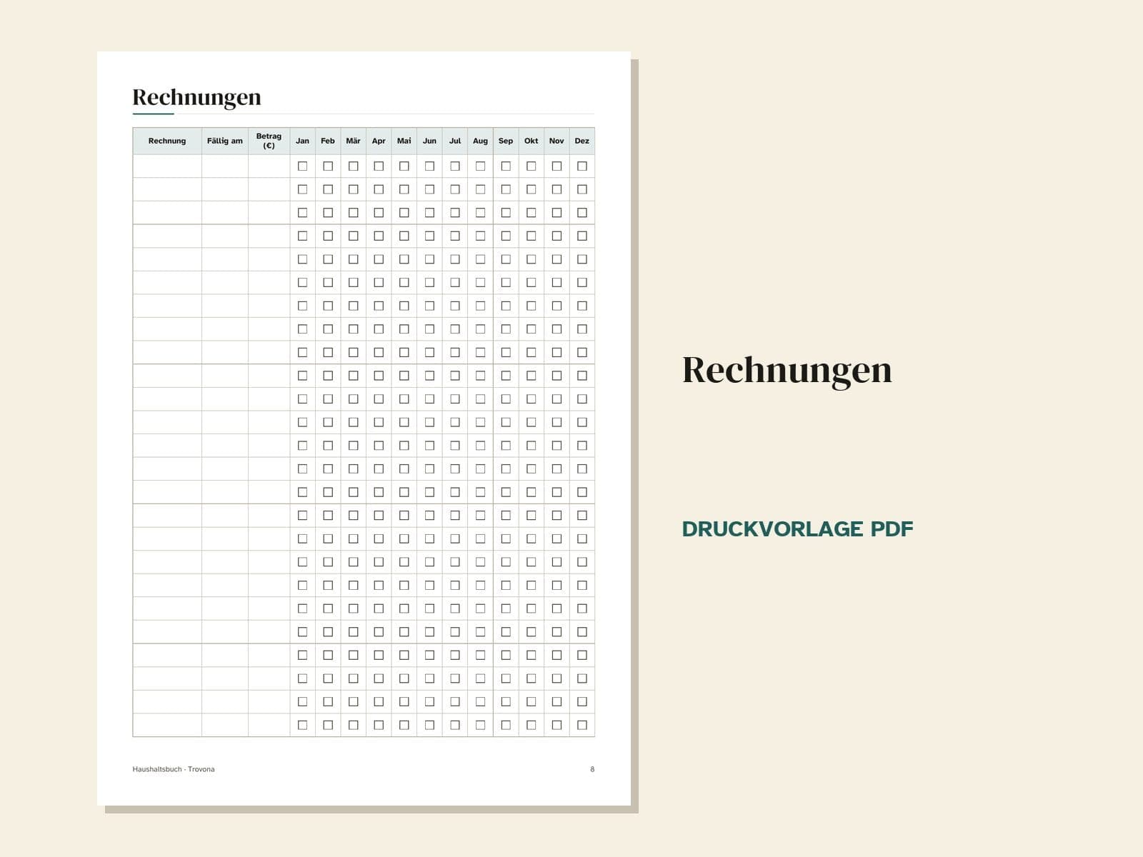 Eine Seite aus der PDF-Datei: die Rechnungsliste