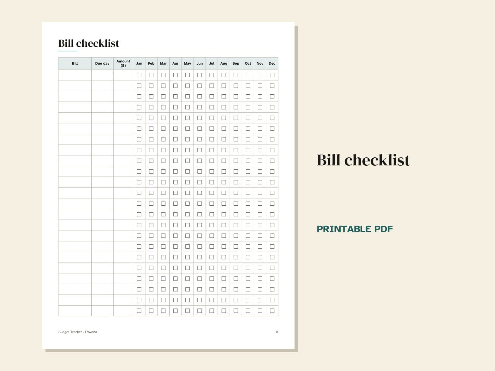 Eine Seite aus der PDF-Datei: die Rechnungsliste