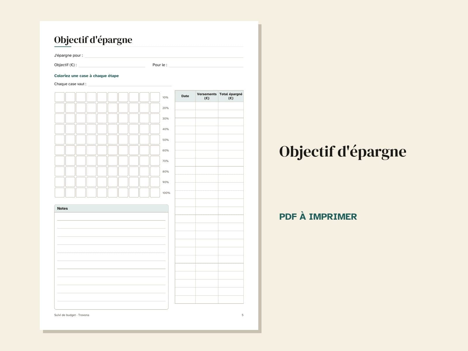 Een pagina uit de pdf: het spaardoel