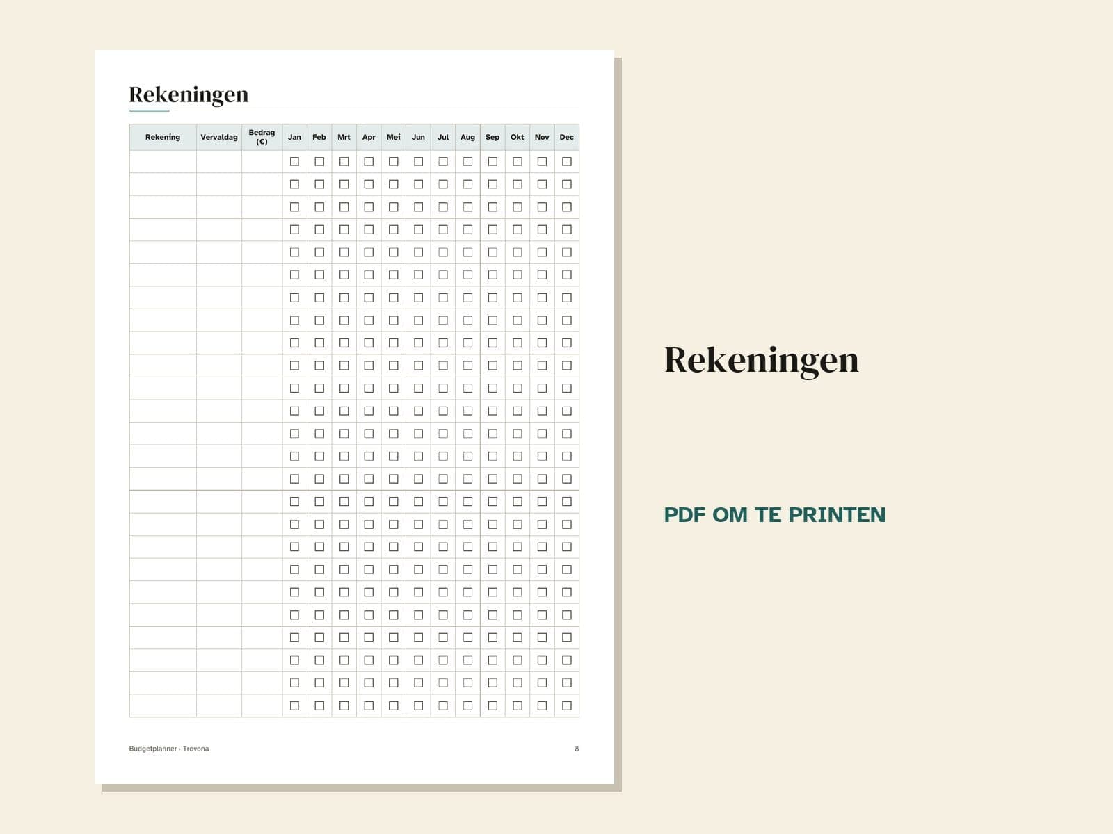 Eine Seite aus der PDF-Datei: die Rechnungsliste