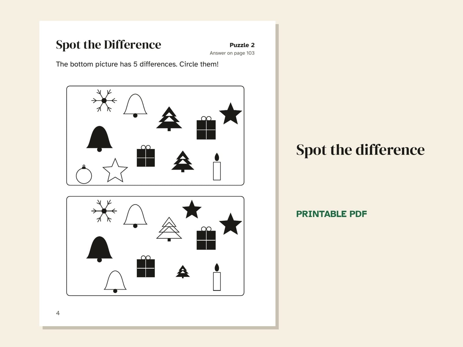 Une page du livre : un jeu des différences