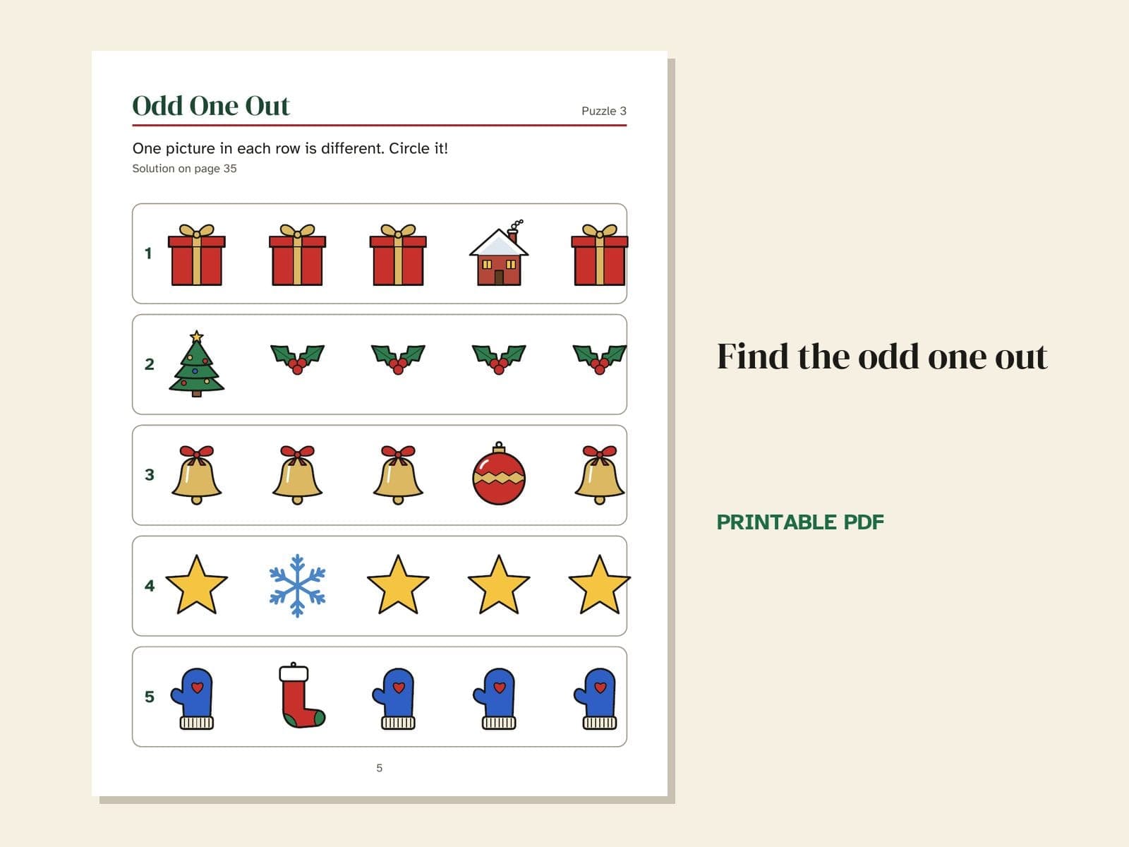 A page from the book: find the odd one out