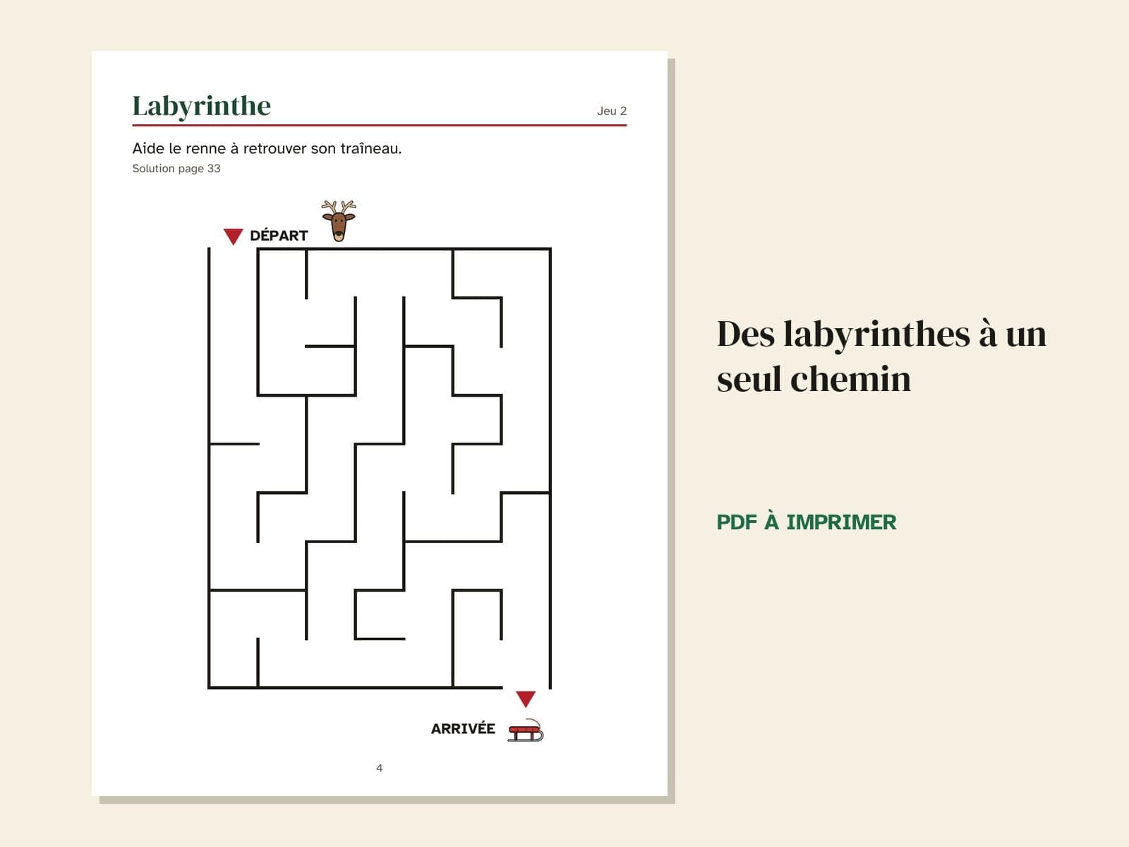 Une page du livre : des labyrinthes à un seul chemin