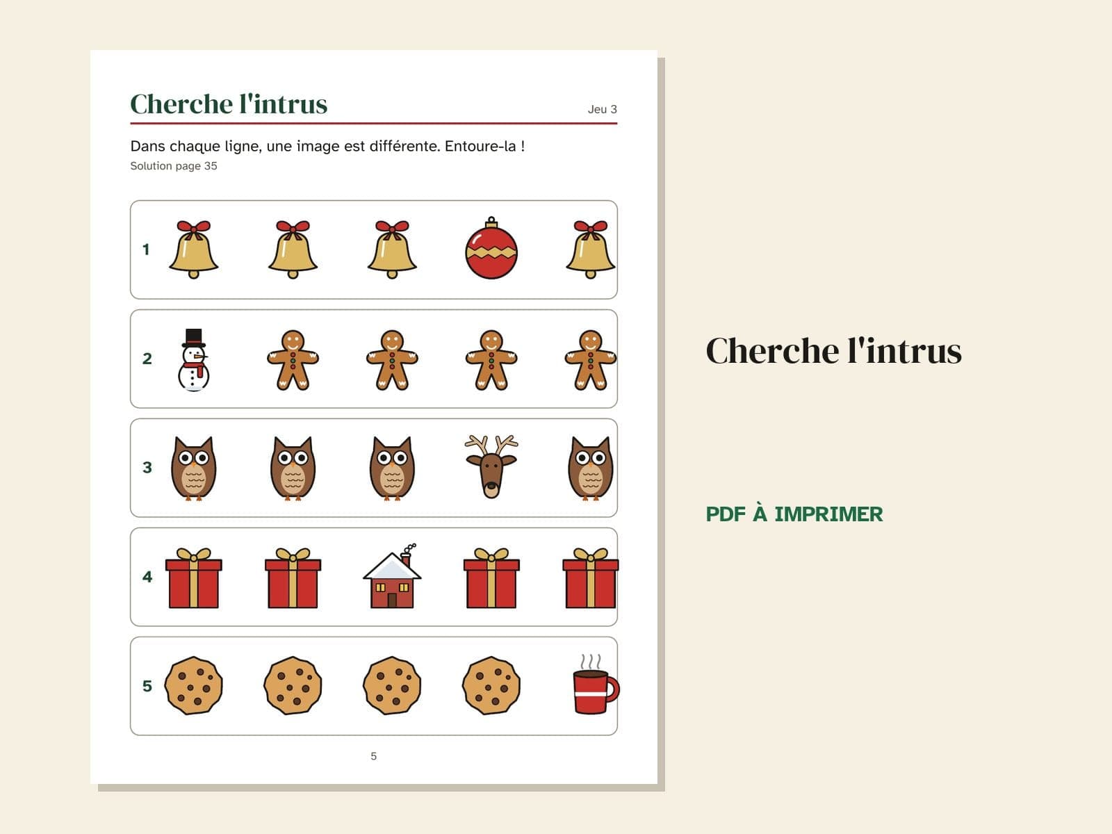 Une page du livre : cherche l'intrus