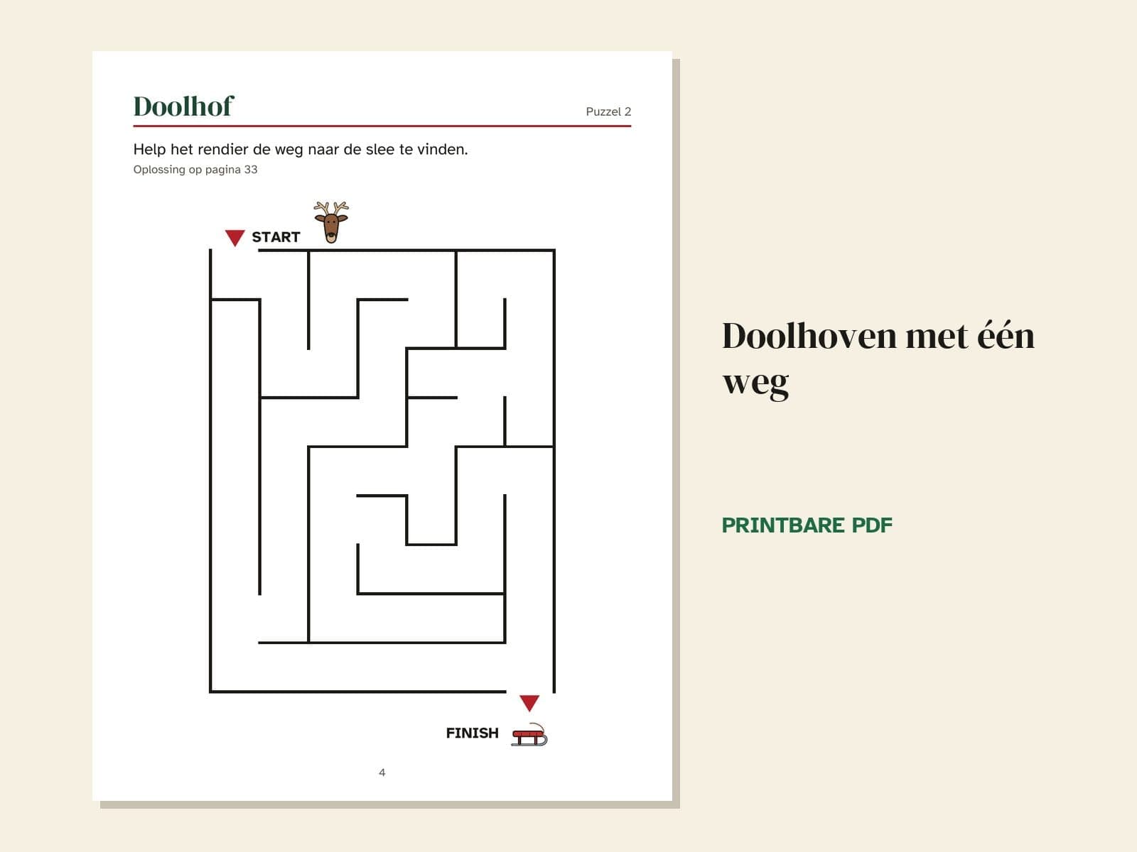 Een pagina uit het boek: doolhoven met één weg