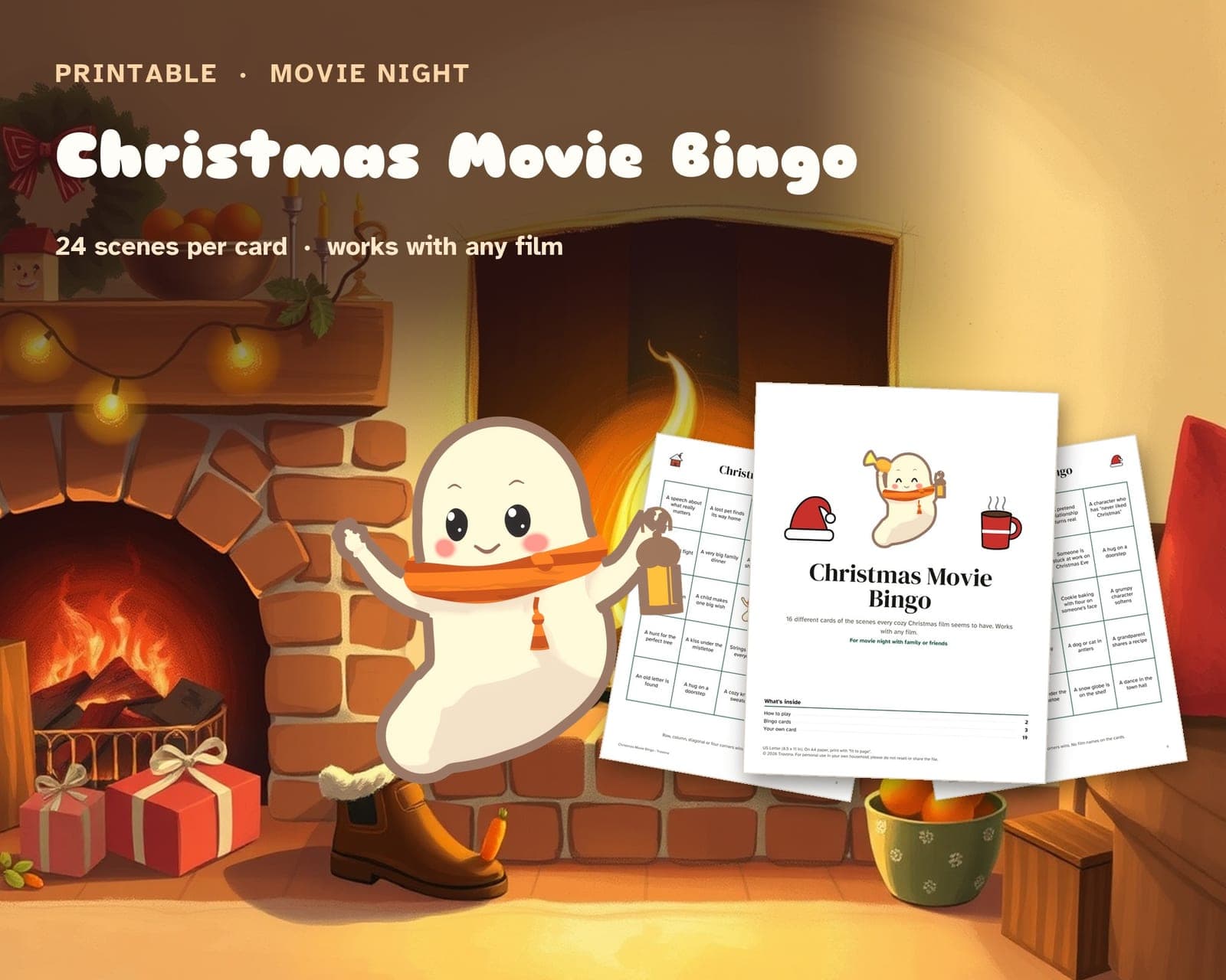 Couverture du PDF : Bingo des films de Noël : 16 cartes pour une soirée cinéma