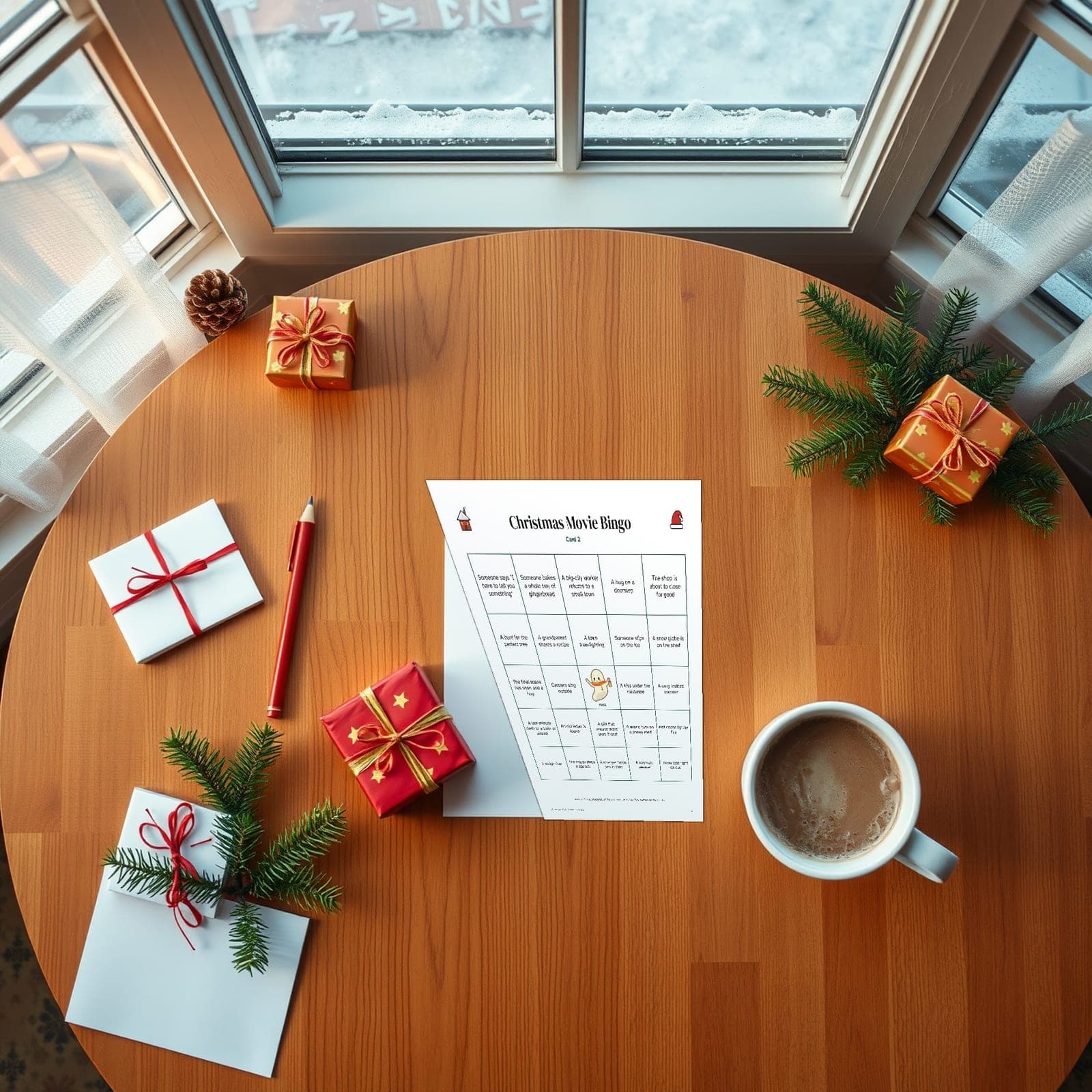 Une page du PDF : Bingo des films de Noël : 16 cartes pour une soirée cinéma