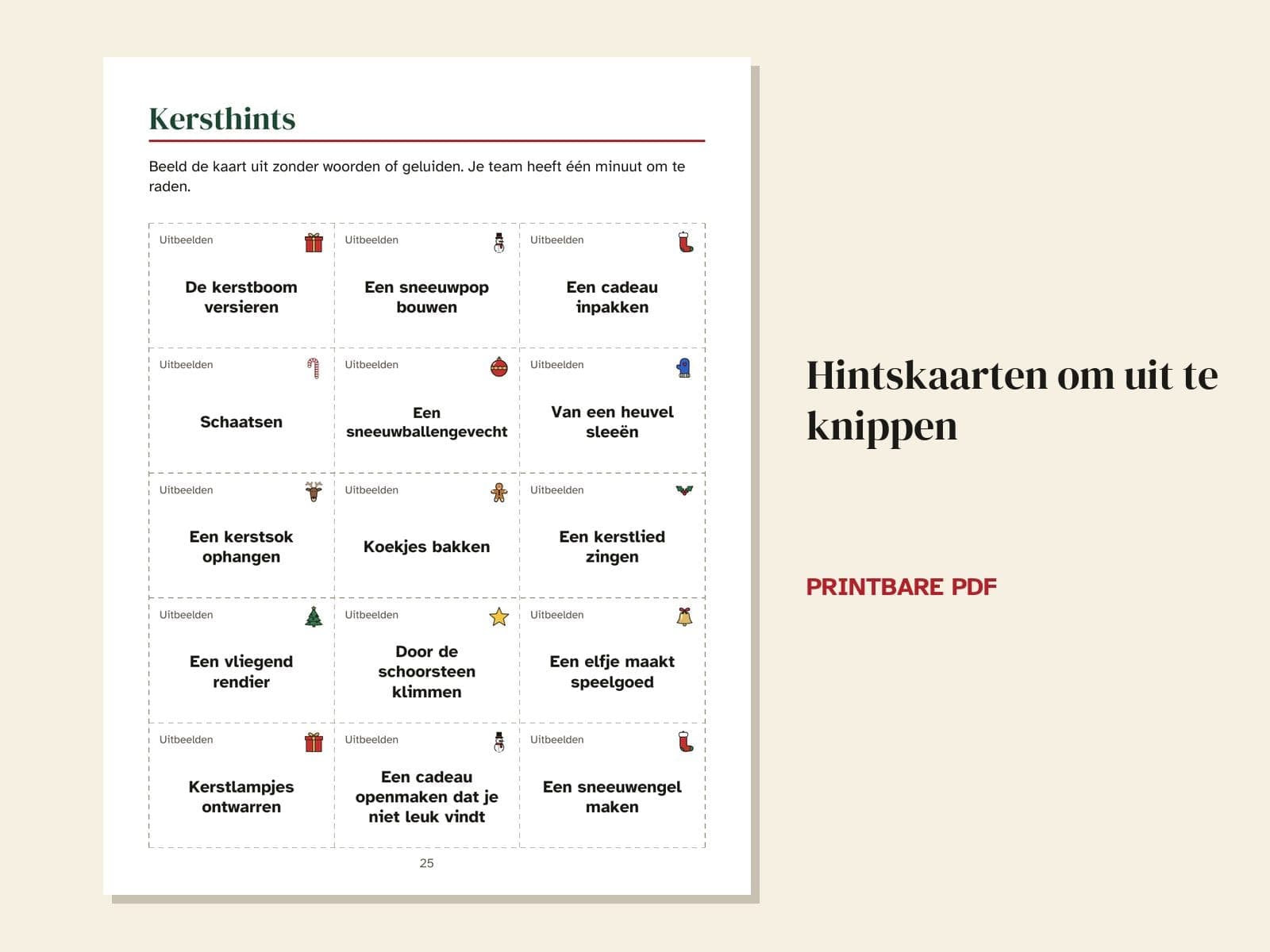 Een pagina uit het boek: hintskaarten om uit te knippen