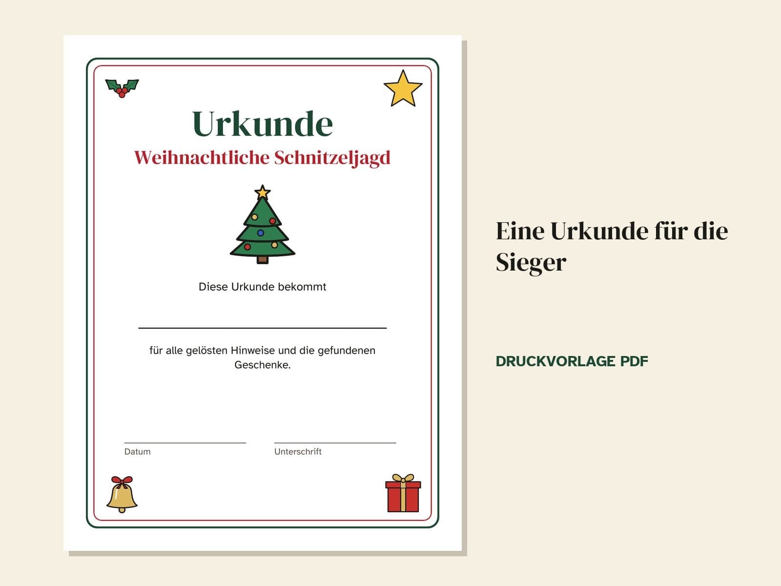 Eine Seite aus dem Heft: eine Urkunde für die Sieger
