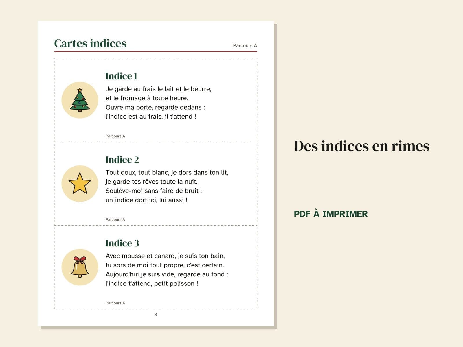 Une page du livre : des indices en rimes
