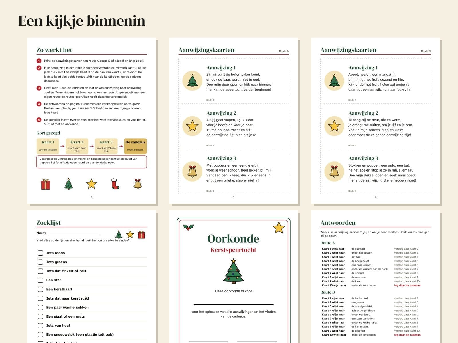Zes pagina's uit het boek, verkleind