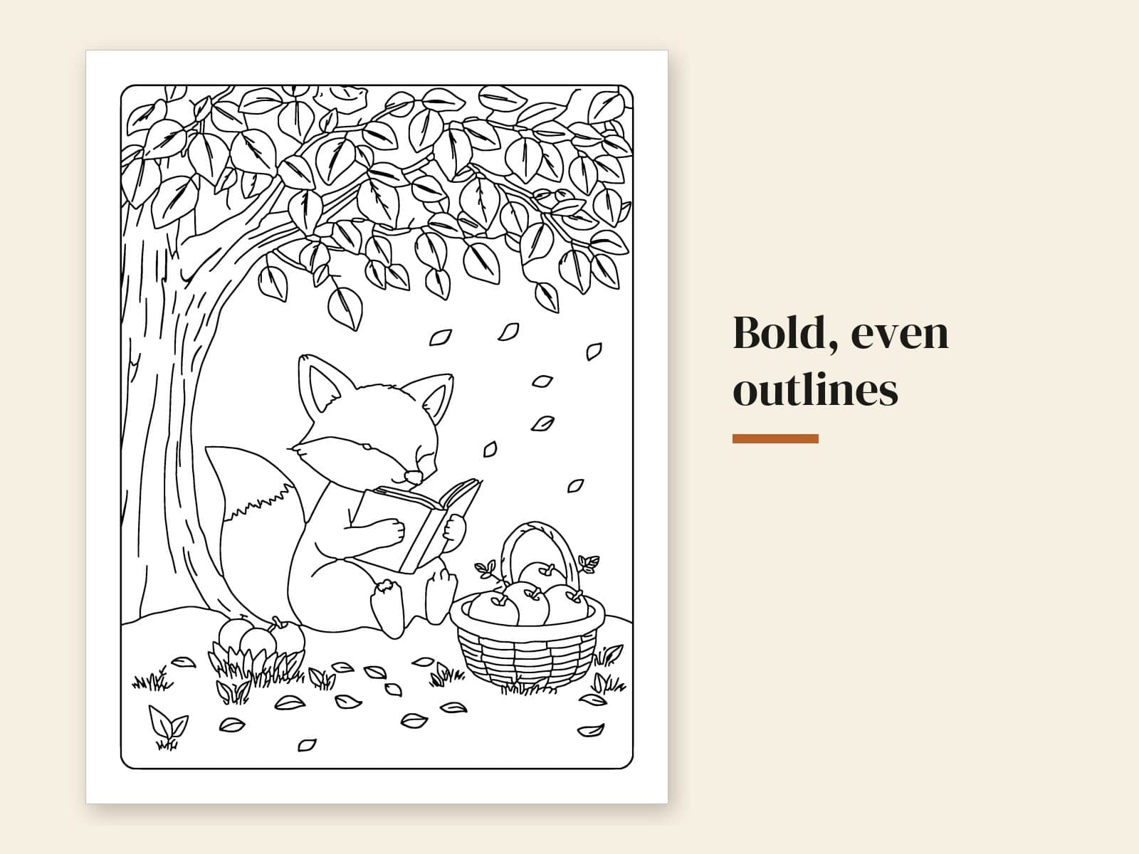 Eine Seite aus der PDF-Datei: ein Fuchs, der unter einem Baum liest
