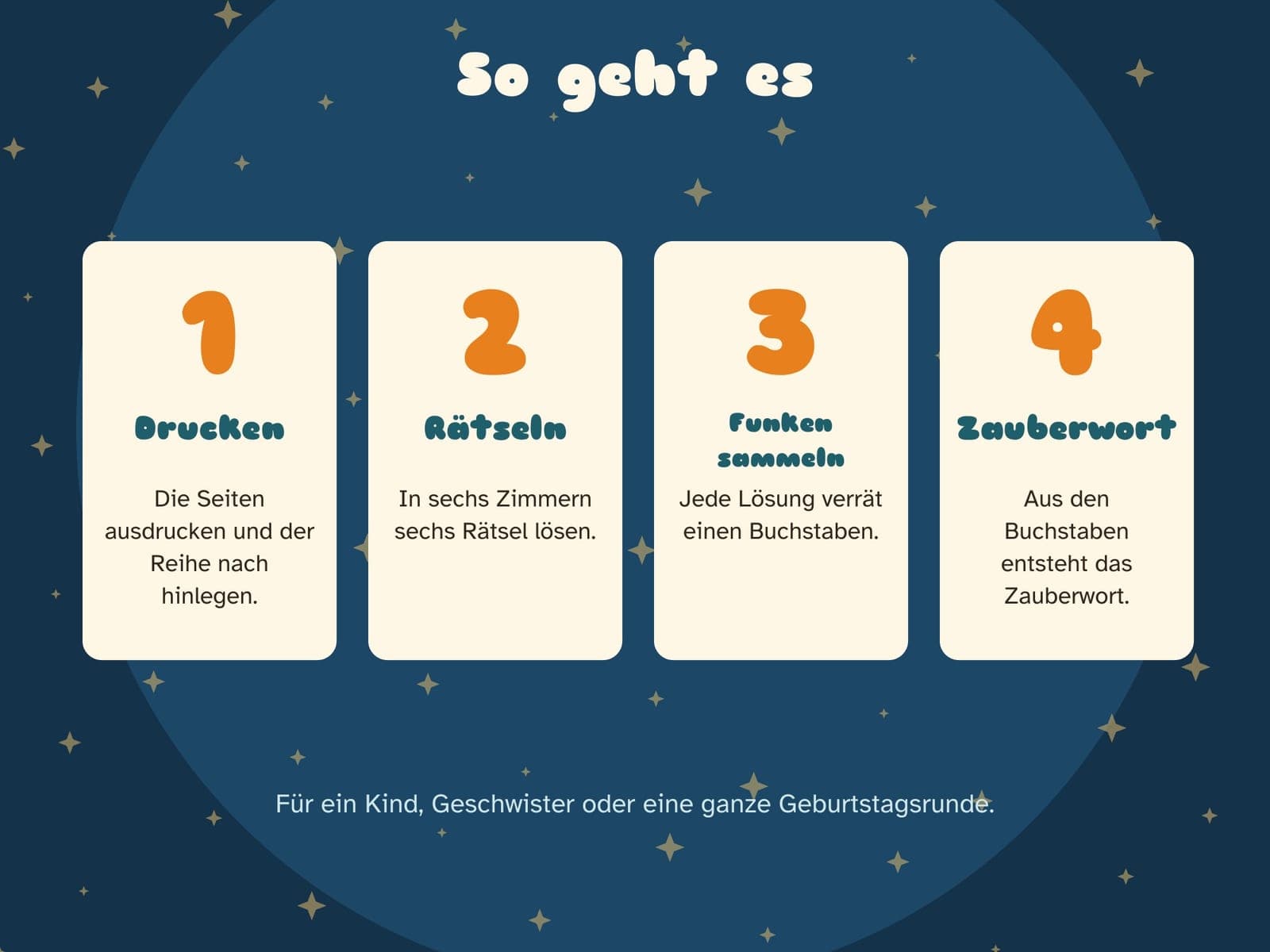Eine Seite aus der PDF-Datei: Exit-Spiel für Kinder von 8 bis 12 Jahren: Pip und die Wunschlaterne