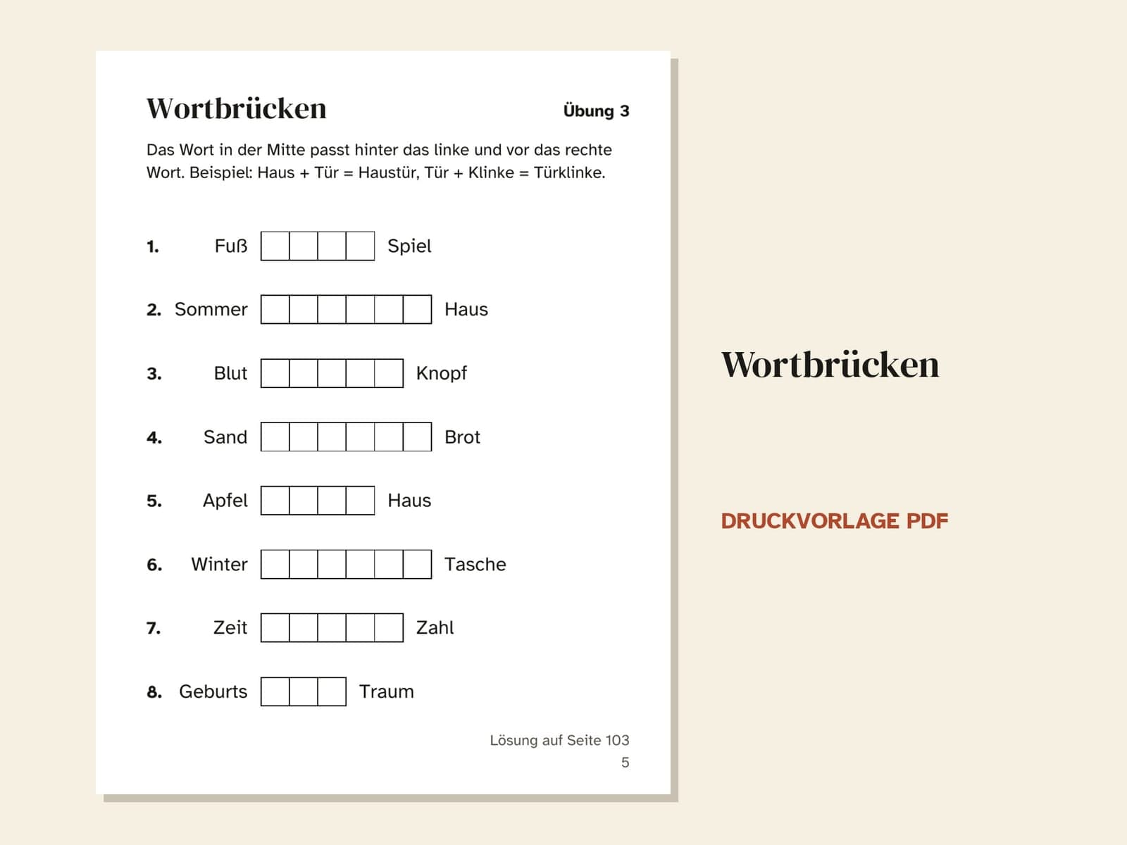A page from the book: Wortbrücken (word bridges)