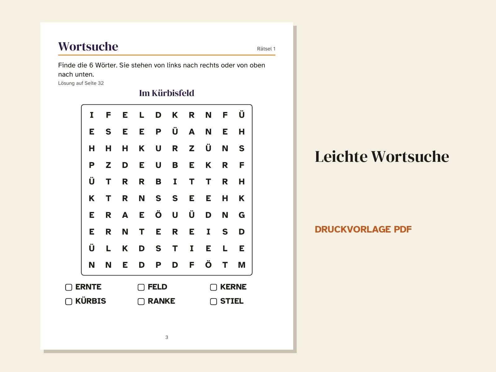 A page from the book: easy word searches