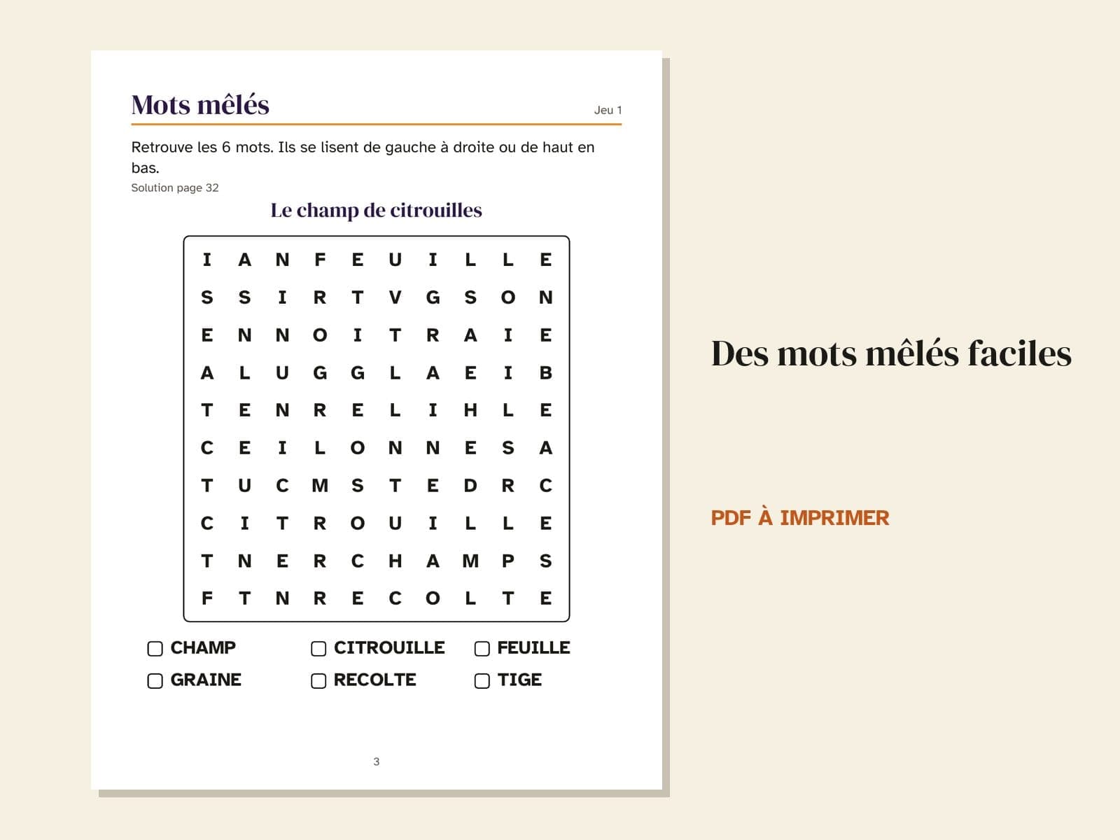 A page from the book: easy word searches