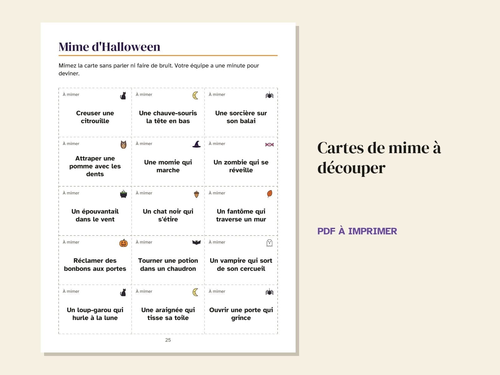 A page from the book: charades cards to cut out