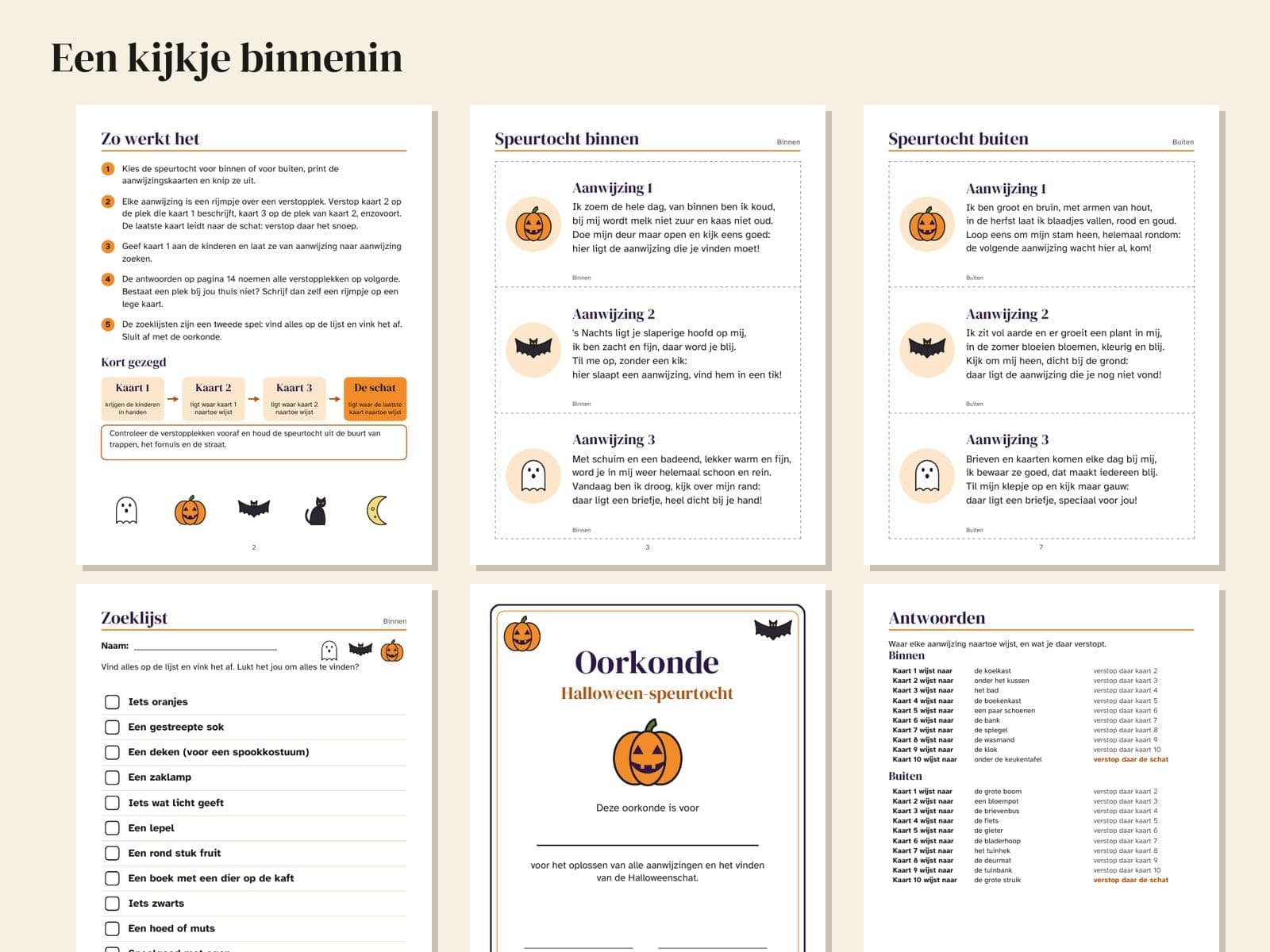 Six pages from inside the book, shown small