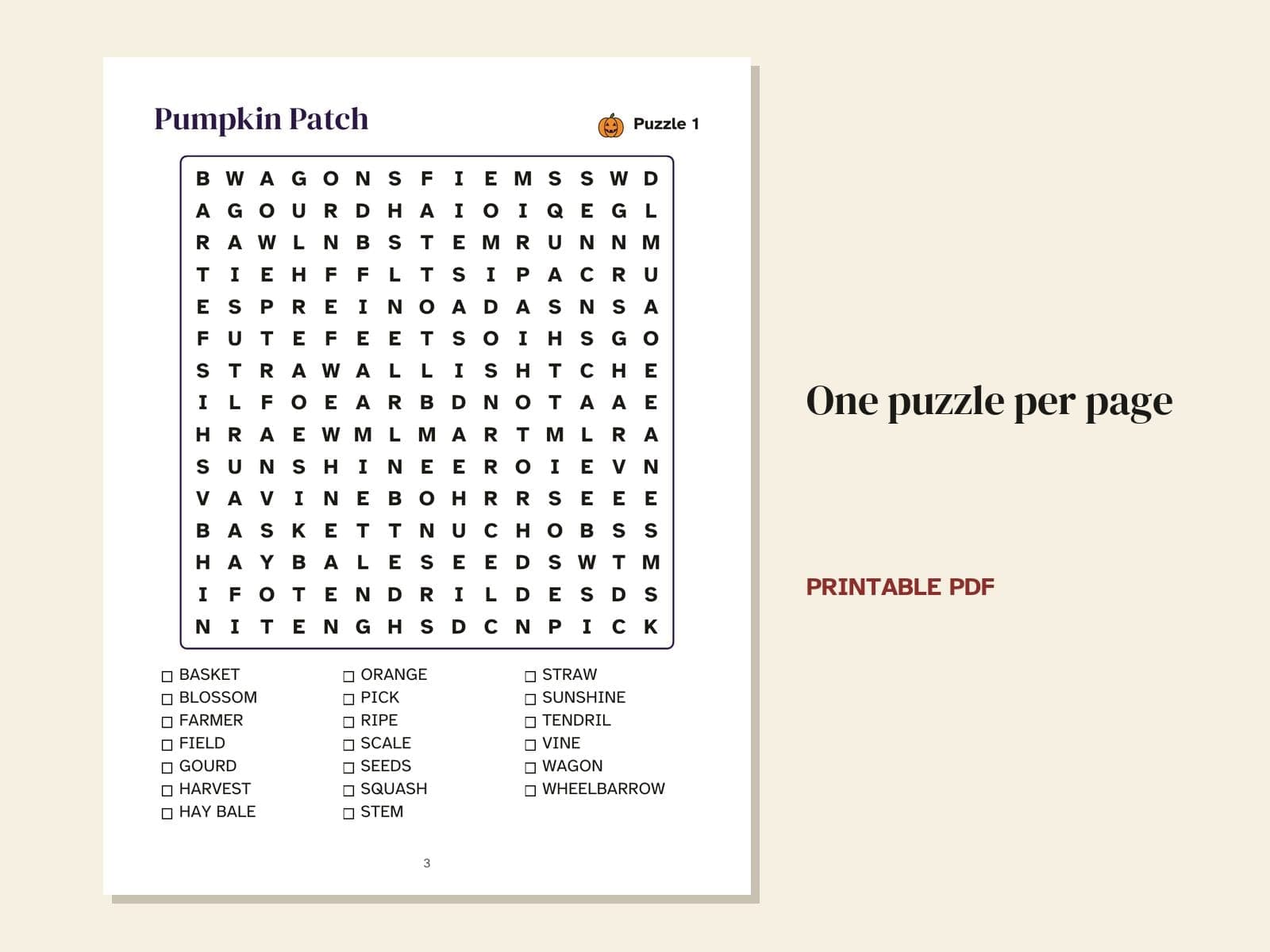 A page from the book: one puzzle per page