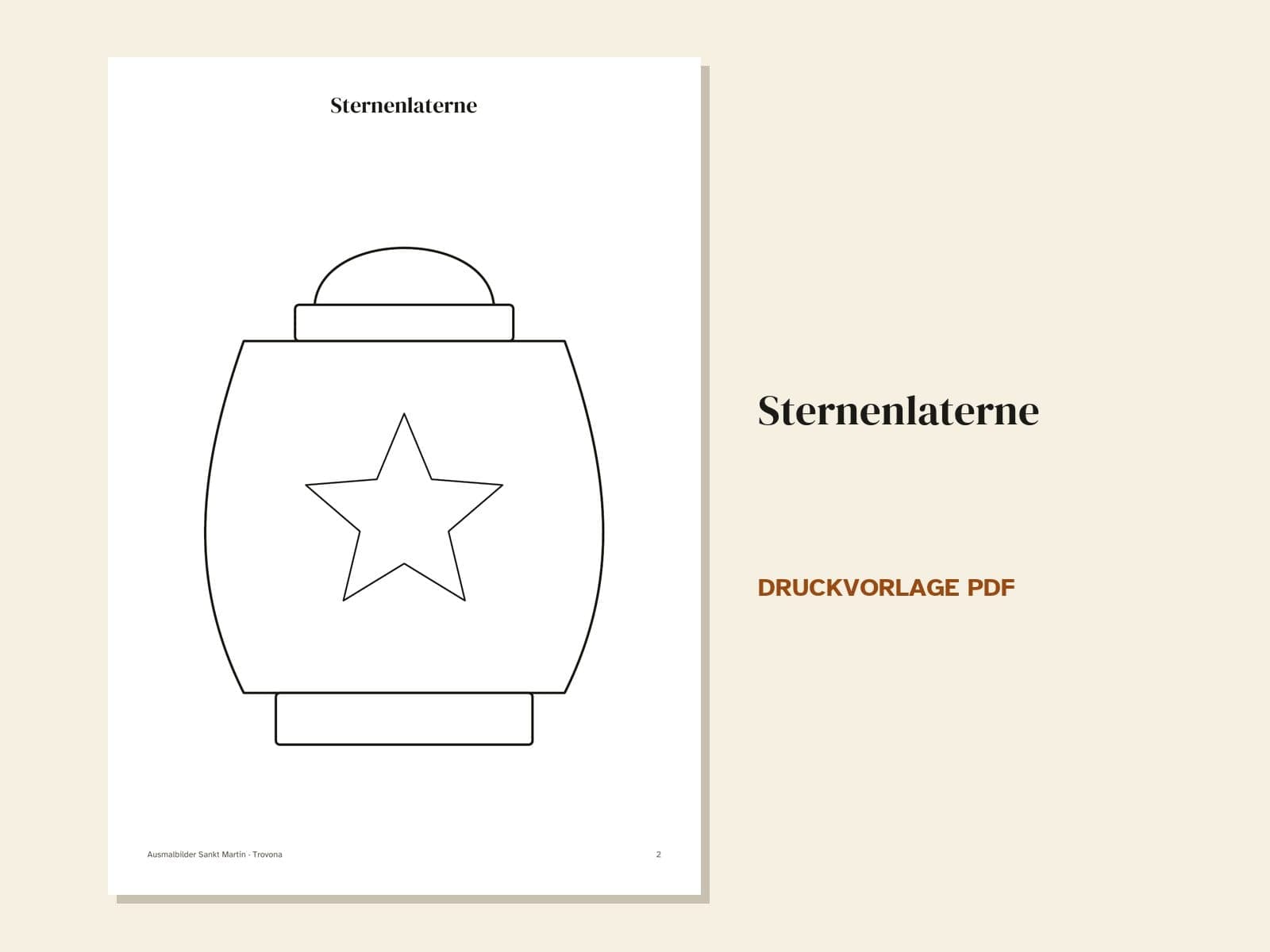 A page from the PDF: Sankt Martin colouring pages: lanterns, moon and stars, Martin's goose