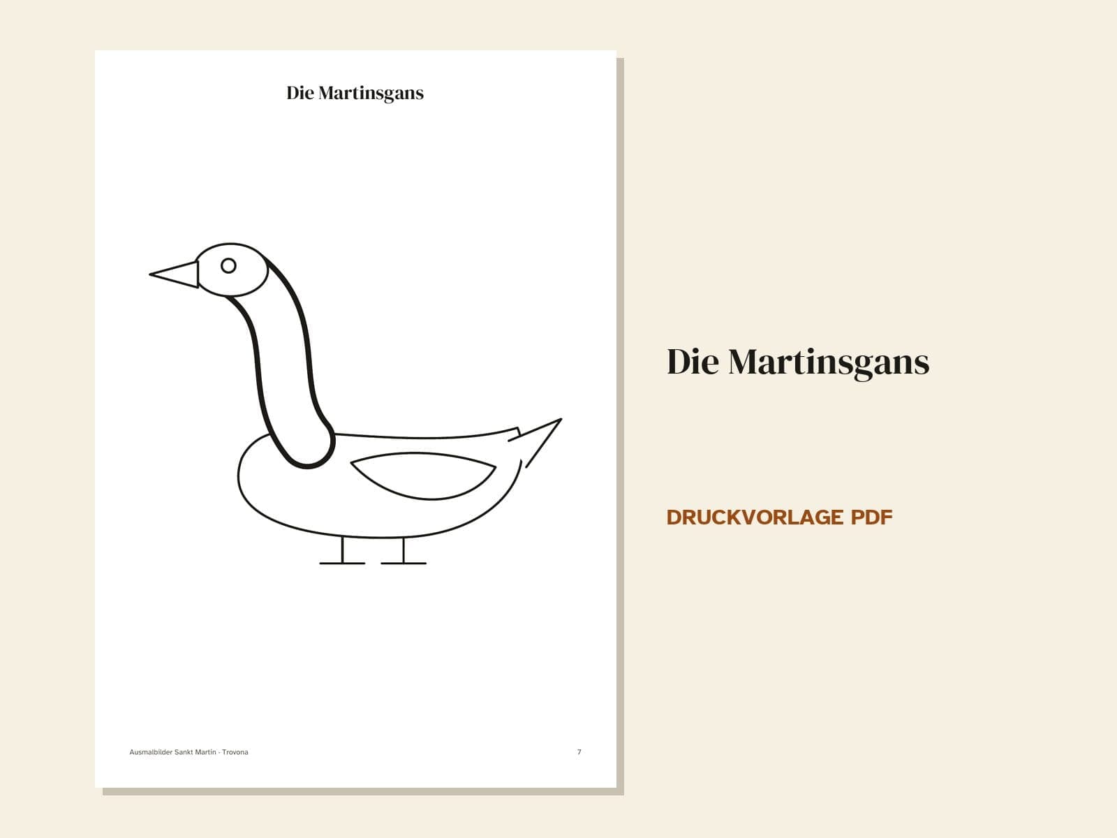 A page from the PDF: Sankt Martin colouring pages: lanterns, moon and stars, Martin's goose