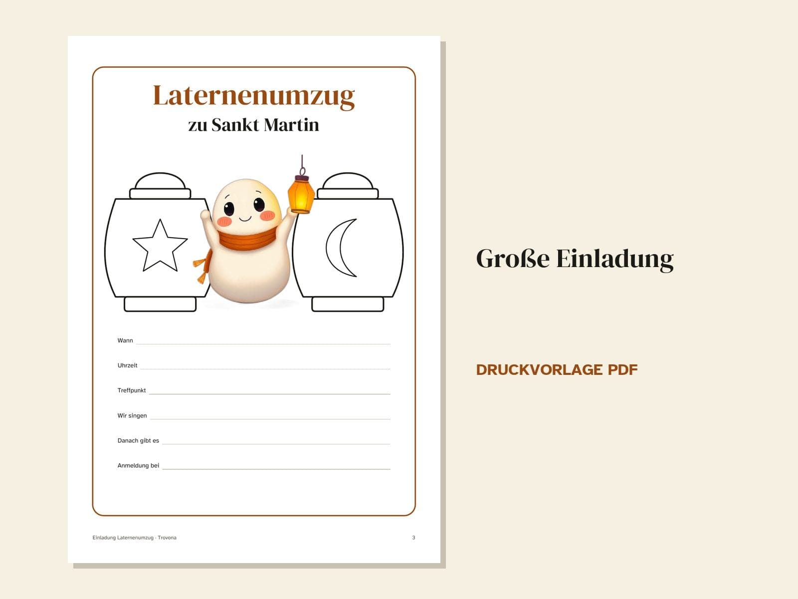 A page from the PDF: Invitations for a Sankt Martin lantern walk, with a checklist