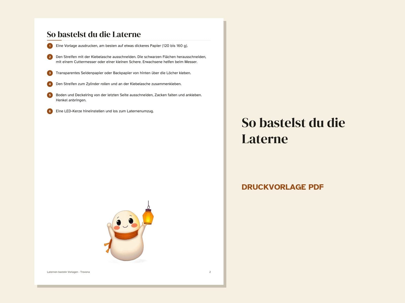Eine Seite aus der PDF-Datei: Laternen basteln für Sankt Martin: 5 Vorlagen zum Ausdrucken