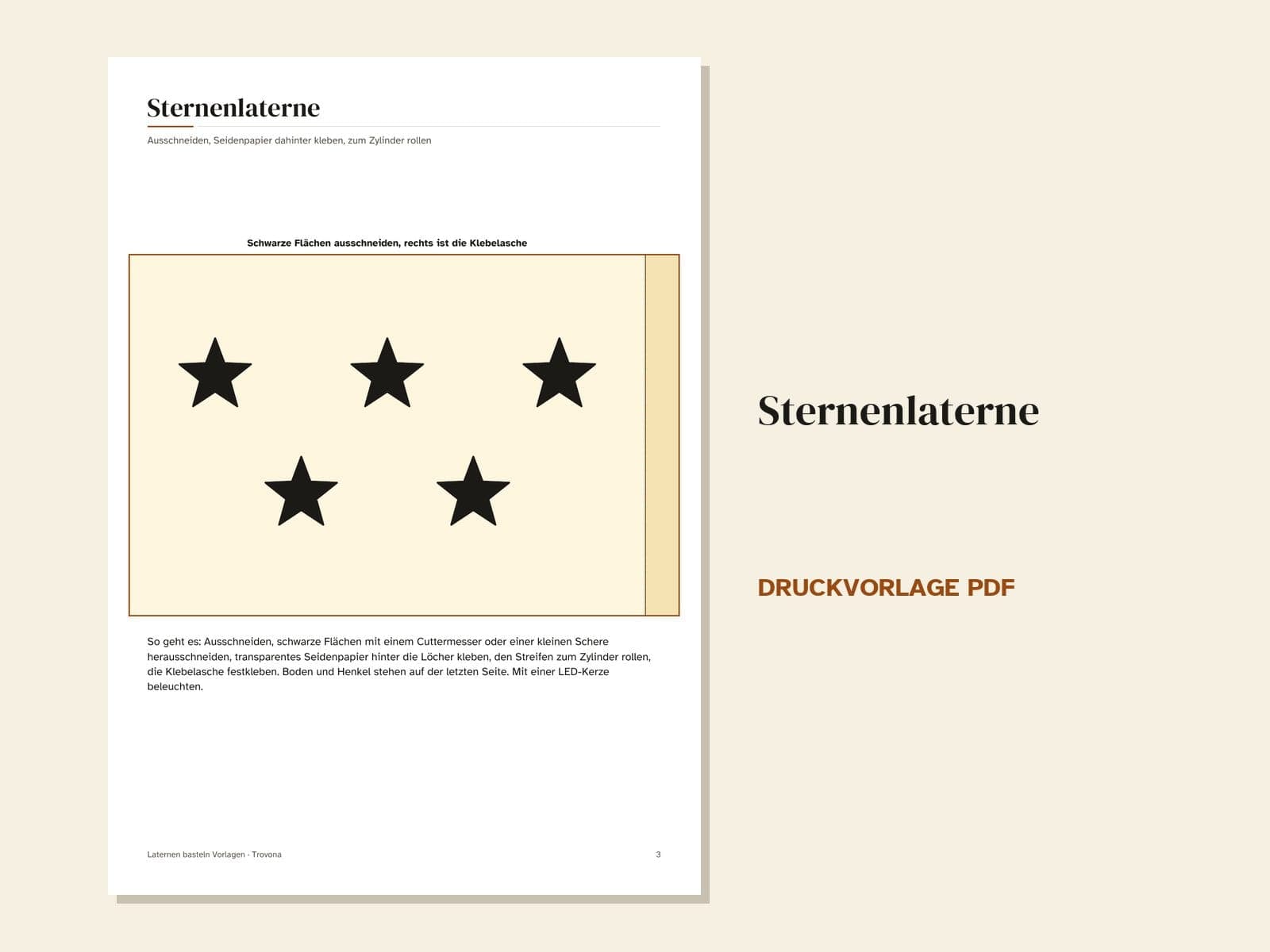 Eine Seite aus der PDF-Datei: Laternen basteln für Sankt Martin: 5 Vorlagen zum Ausdrucken