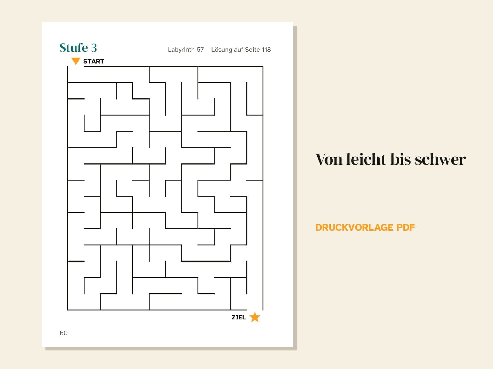 Eine Seite aus dem Heft: ein Labyrinth der Stufe 3