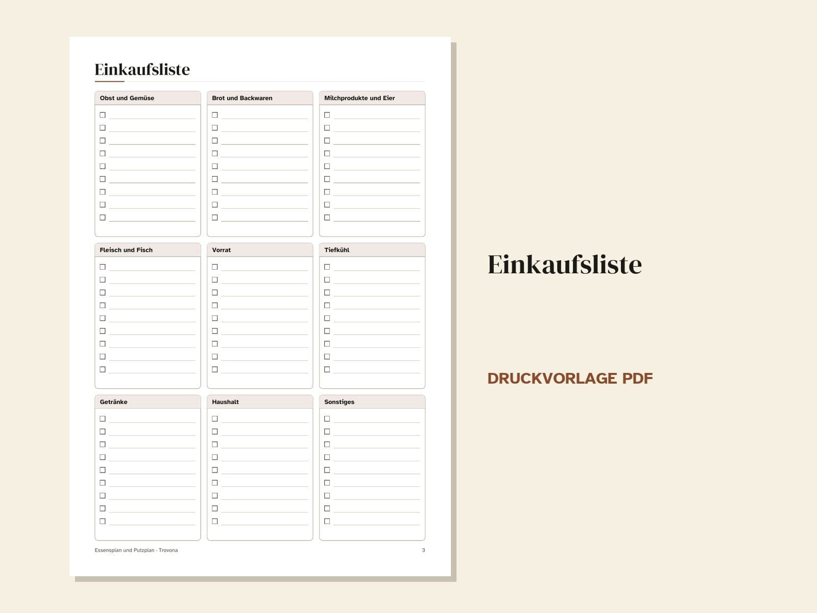 Eine Seite aus der PDF-Datei: die Einkaufsliste