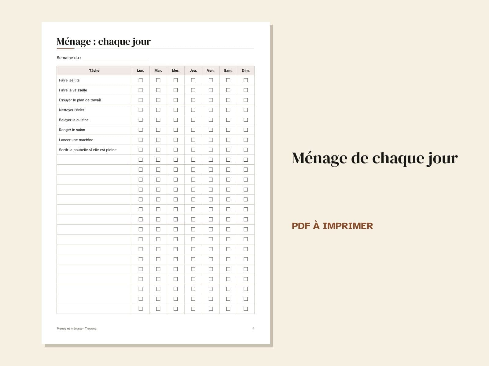 Eine Seite aus der PDF-Datei: der Putzplan für jeden Tag