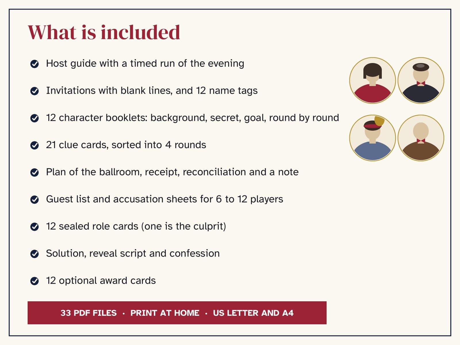 Das Spielpaket im Bild: Silvester-Krimidinner für 6 bis 12 Spieler: Starlight Ballroom