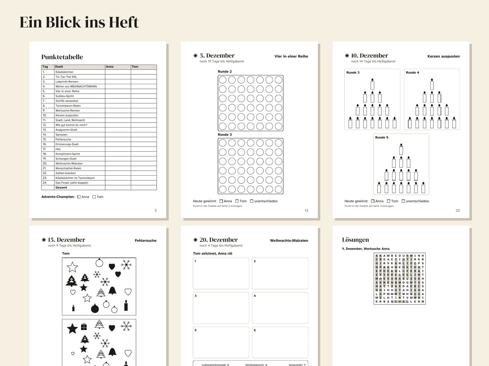 Zes pagina's uit het voorbeeld, verkleind