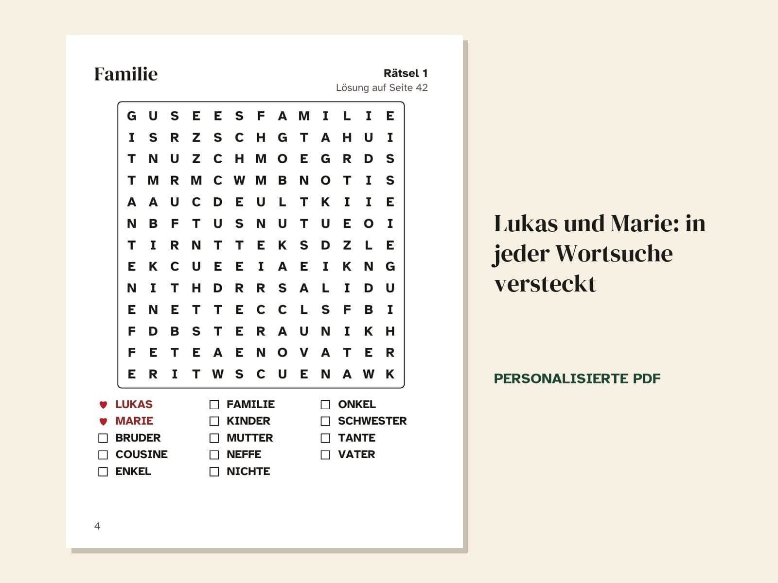 Une page de l'exemple : les grilles cachent Lukas et Marie