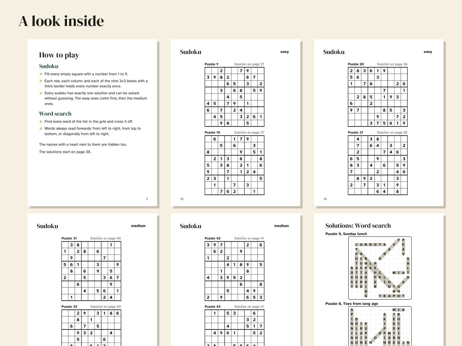 Six pages de l'exemple, en réduction