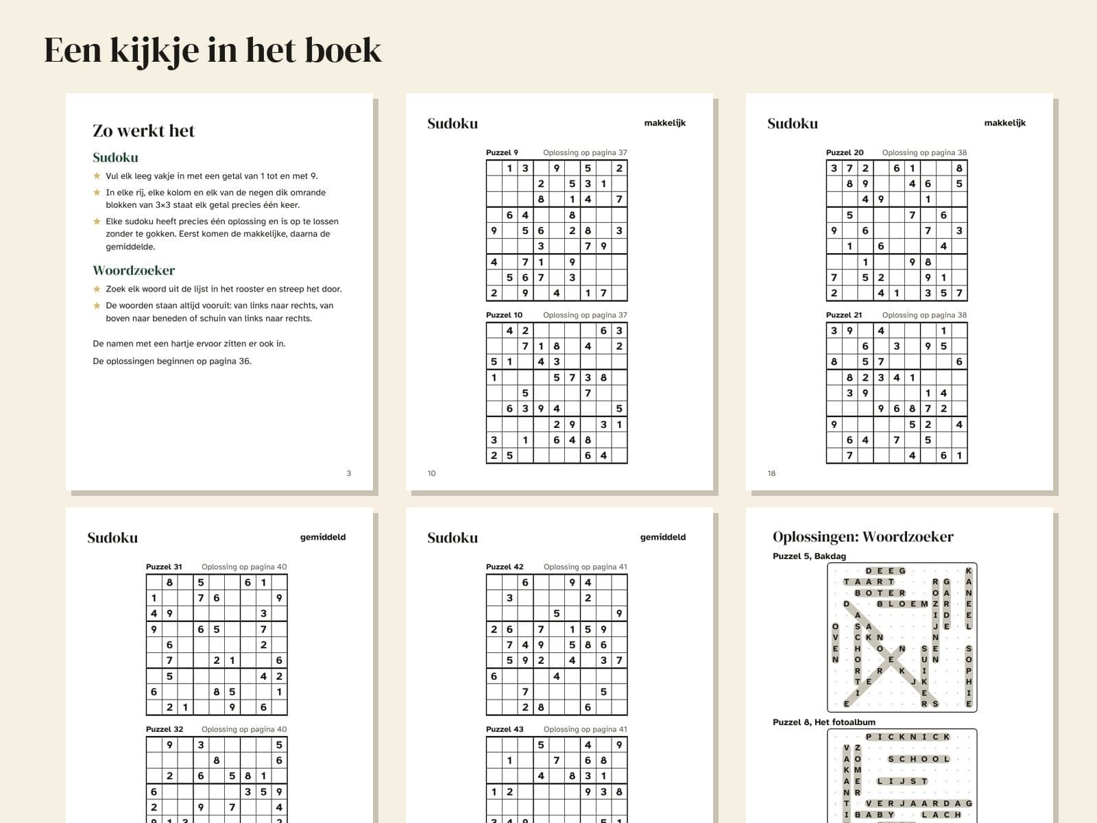 Zes pagina's uit het voorbeeld, verkleind