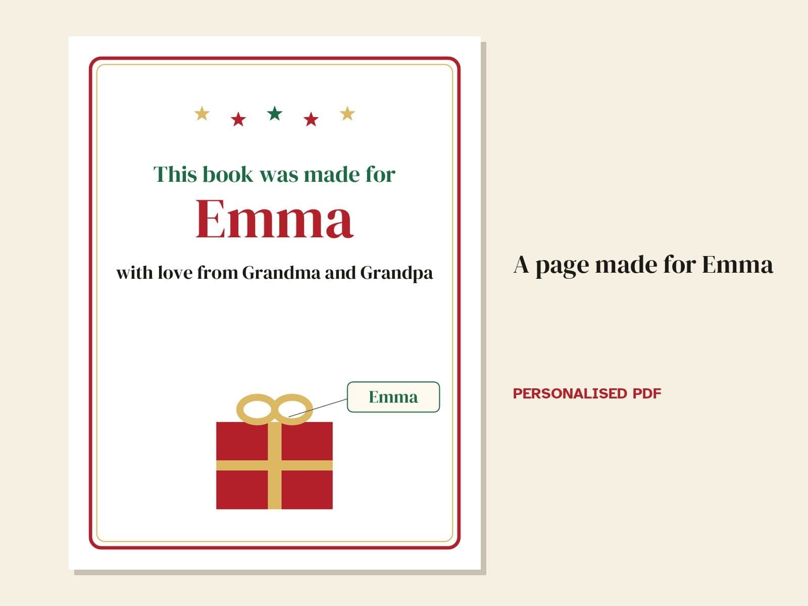 A page from the sample: a page made for Emma