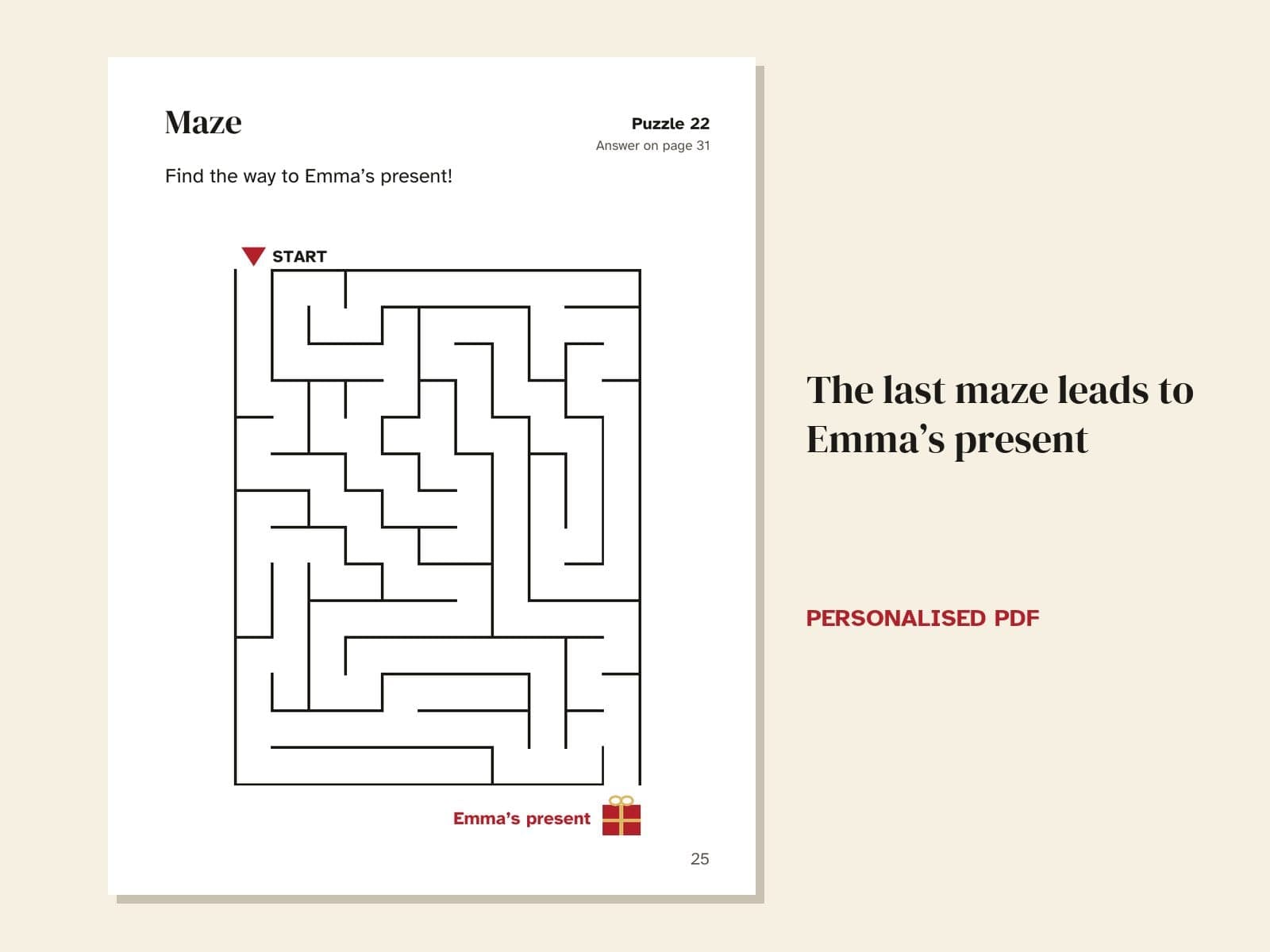 A page from the sample: the last maze leads to Emma's present