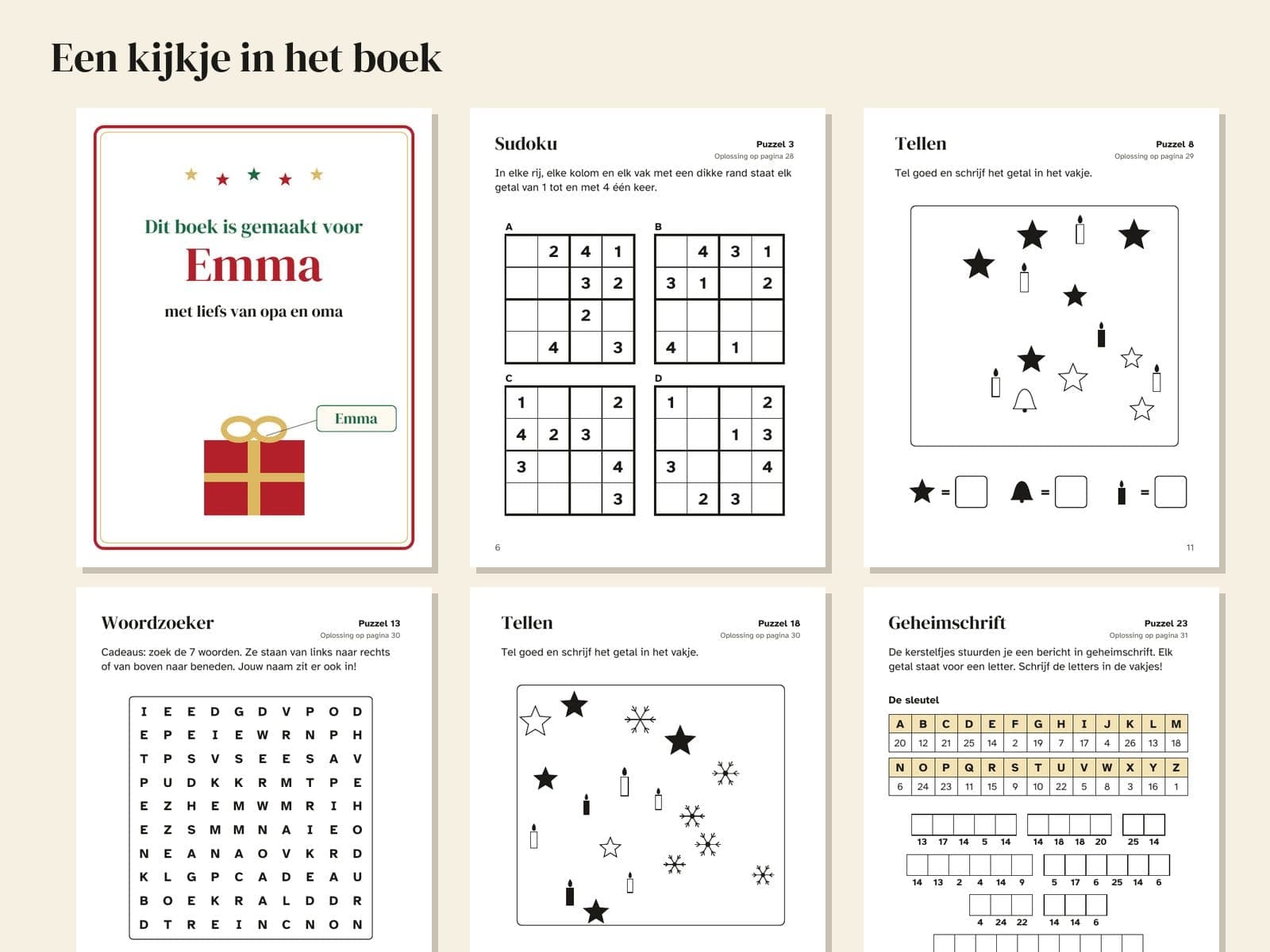 Six pages from the sample, shown small