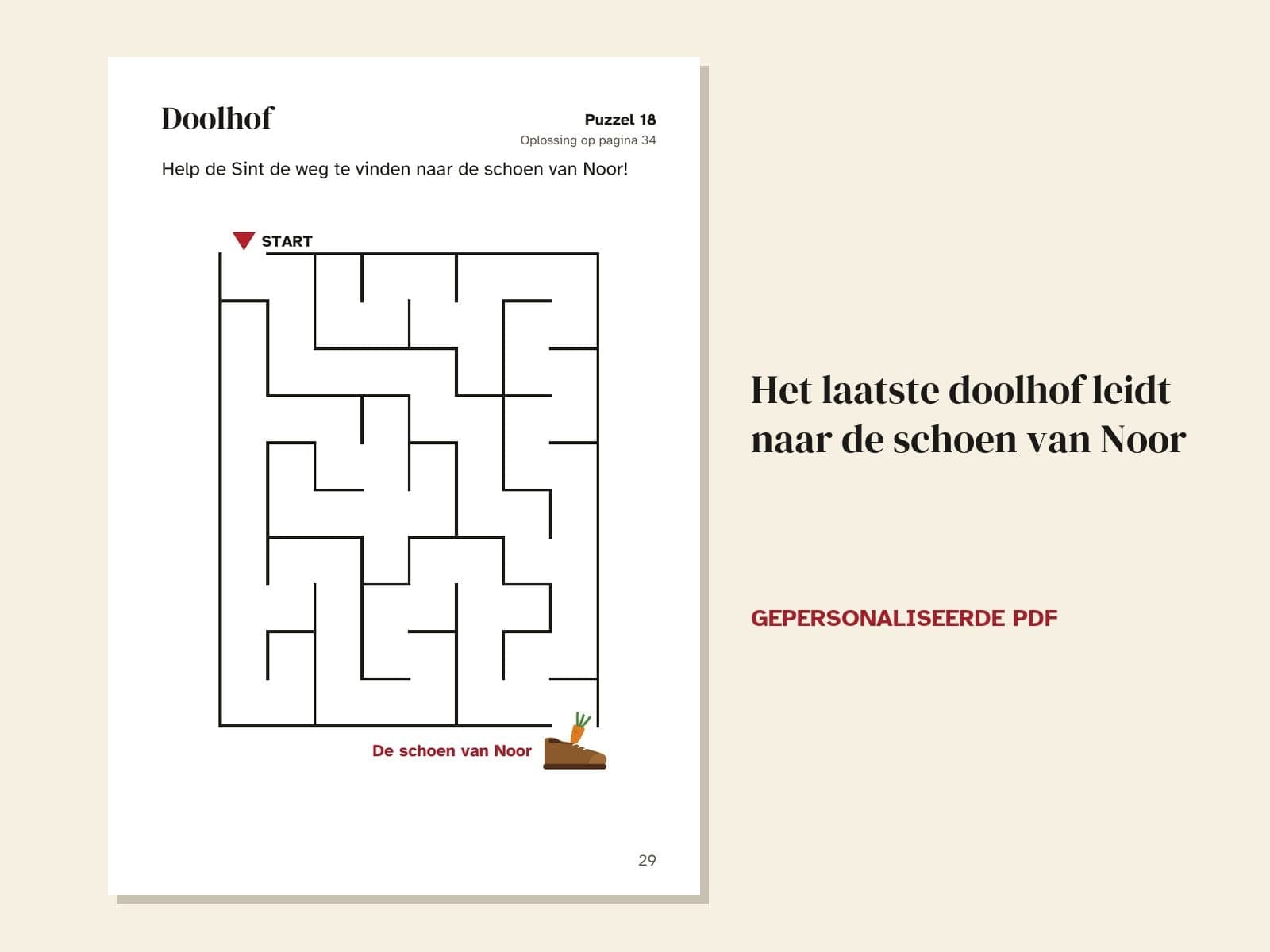 Eine Seite aus dem Beispiel: das letzte Labyrinth führt zu Noors Schuh