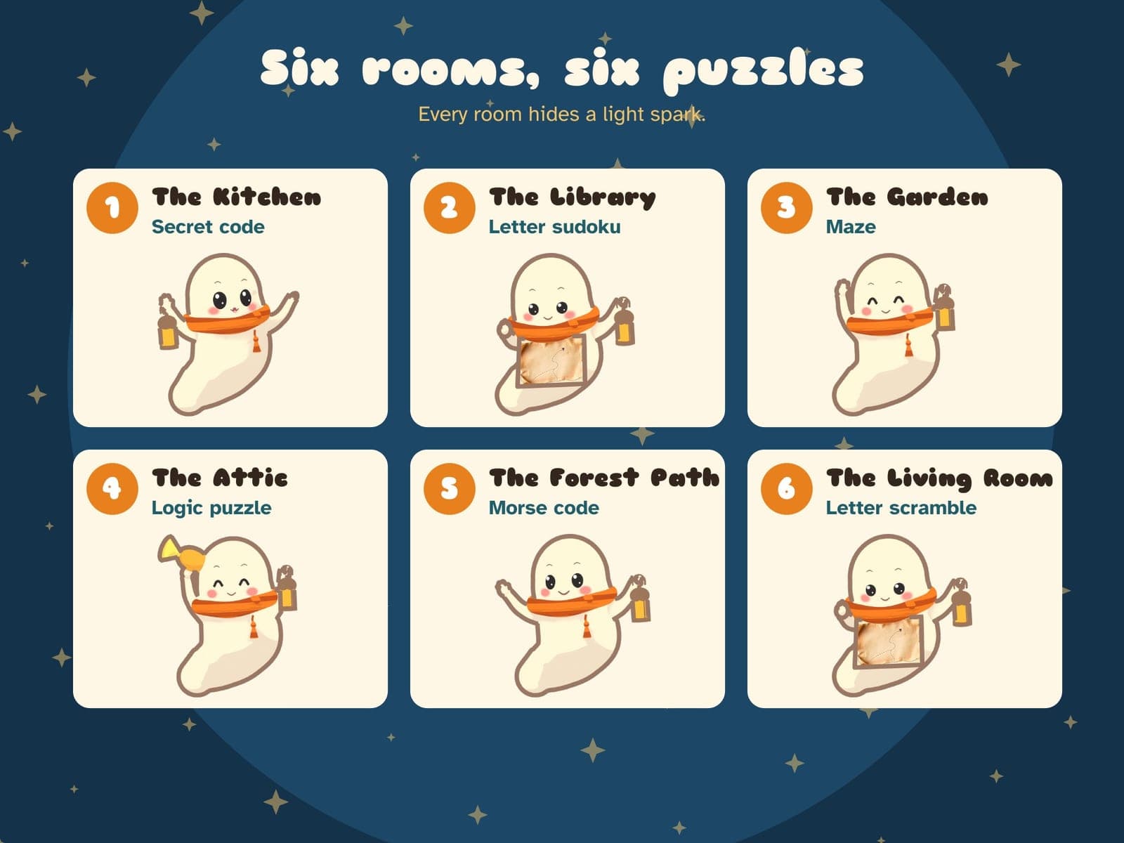 Eine Seite aus der PDF-Datei: Exit-Spiel für Kinder von 8 bis 12 Jahren: Pip und die Wunschlaterne