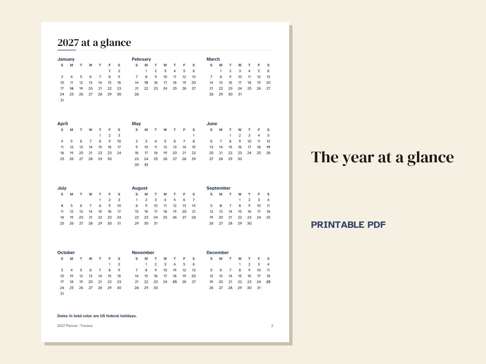A page from the PDF: the year at a glance