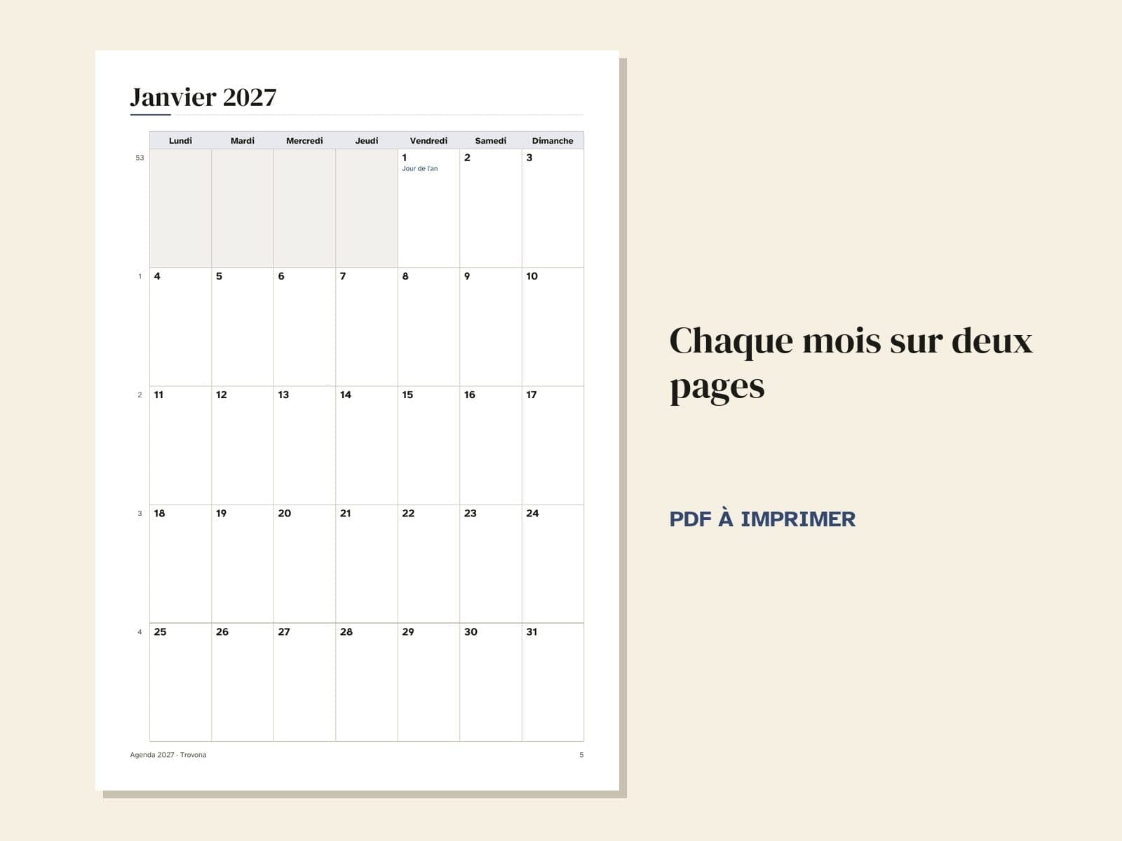 A page from the PDF: a month on two pages