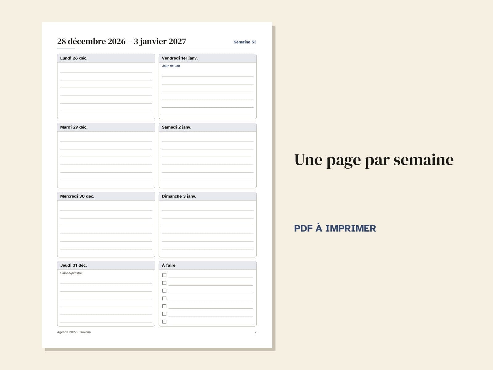 A page from the PDF: a page for one week