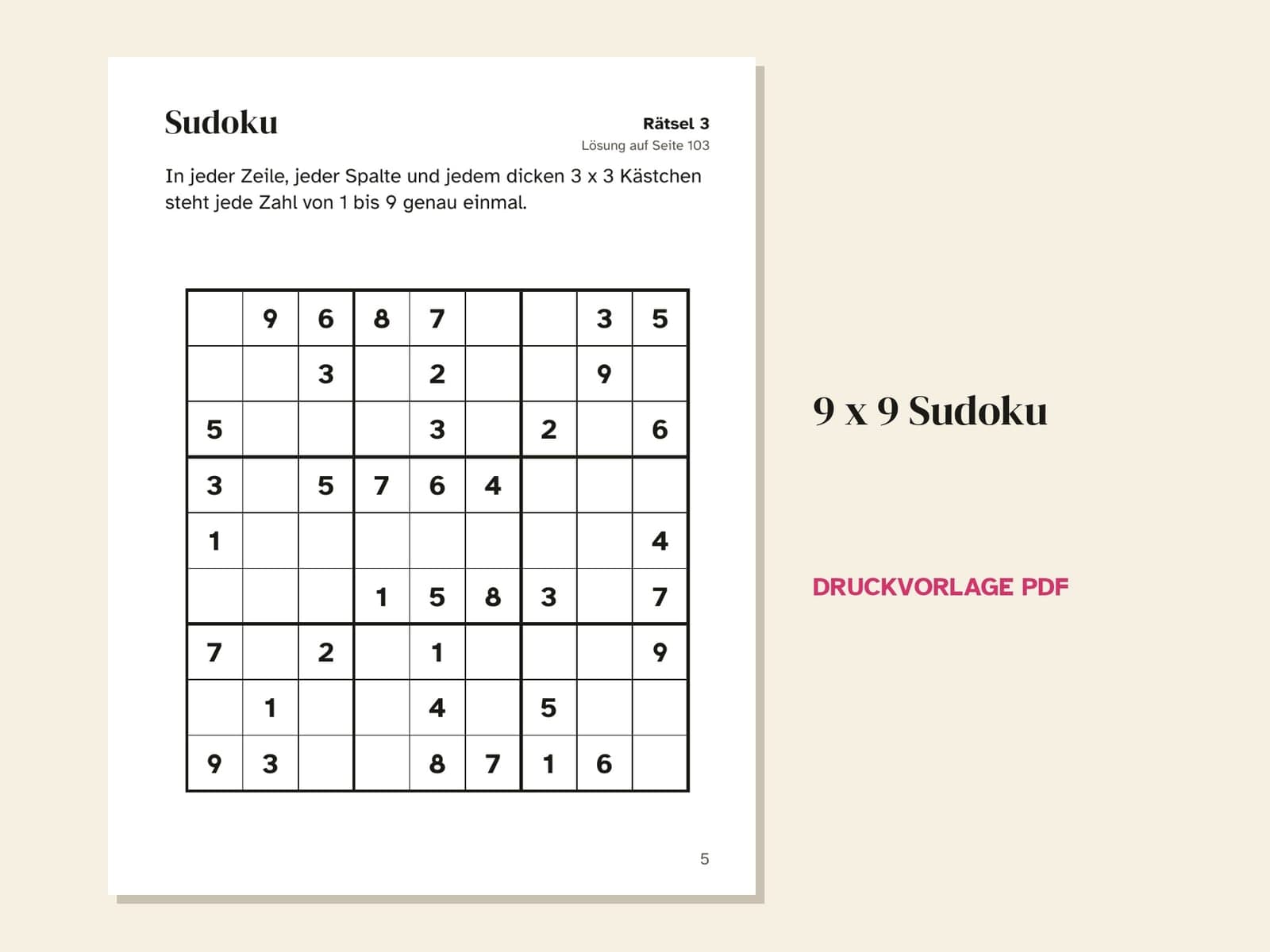 A page from the book: a 9 x 9 sudoku