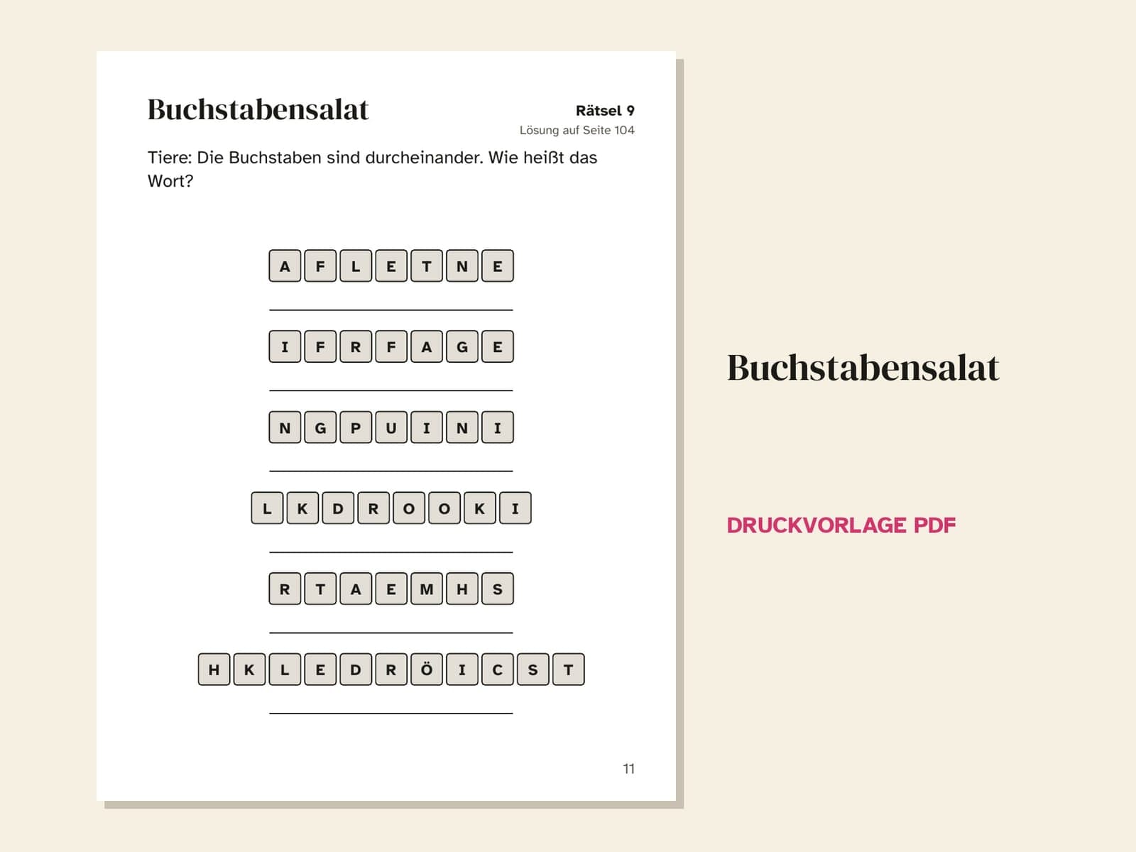 A page from the book: scrambled words (Buchstabensalat)