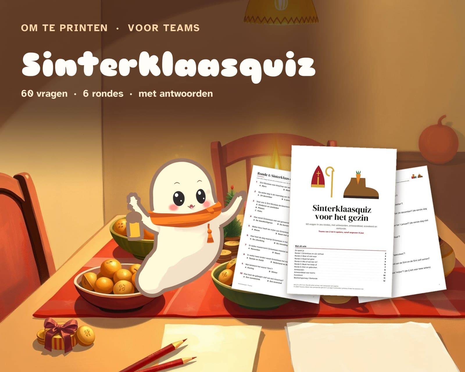 Titelseite der PDF-Datei: Sinterklaas-Quiz für die Familie: 60 Fragen in 6 Runden